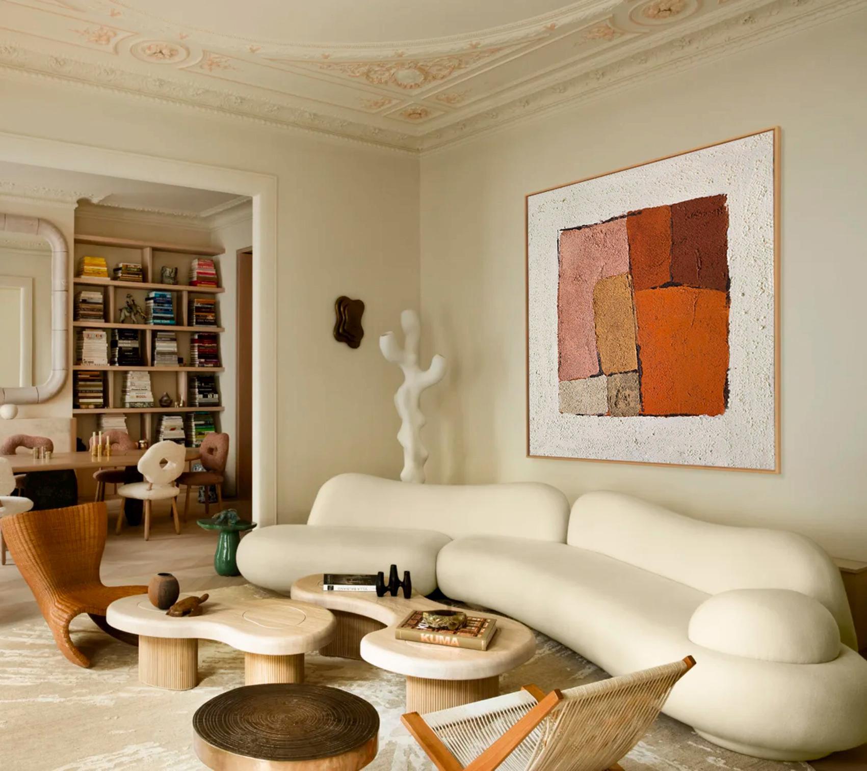 Earthen Geometry – Textured Abstract Square Canvas in Warm Earth Tones