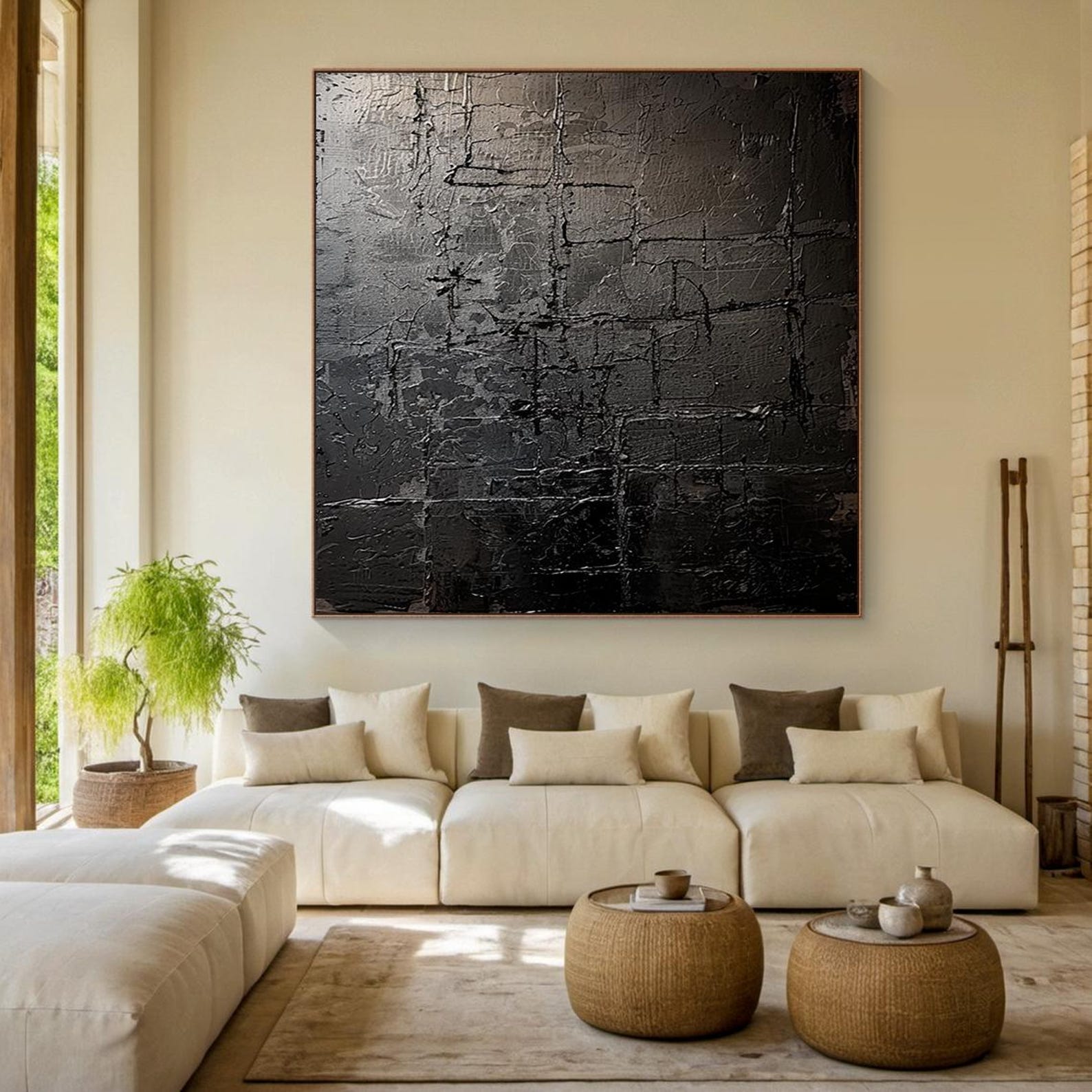 Eclipsed Silence – Large Textured Abstract Canvas Wall Art