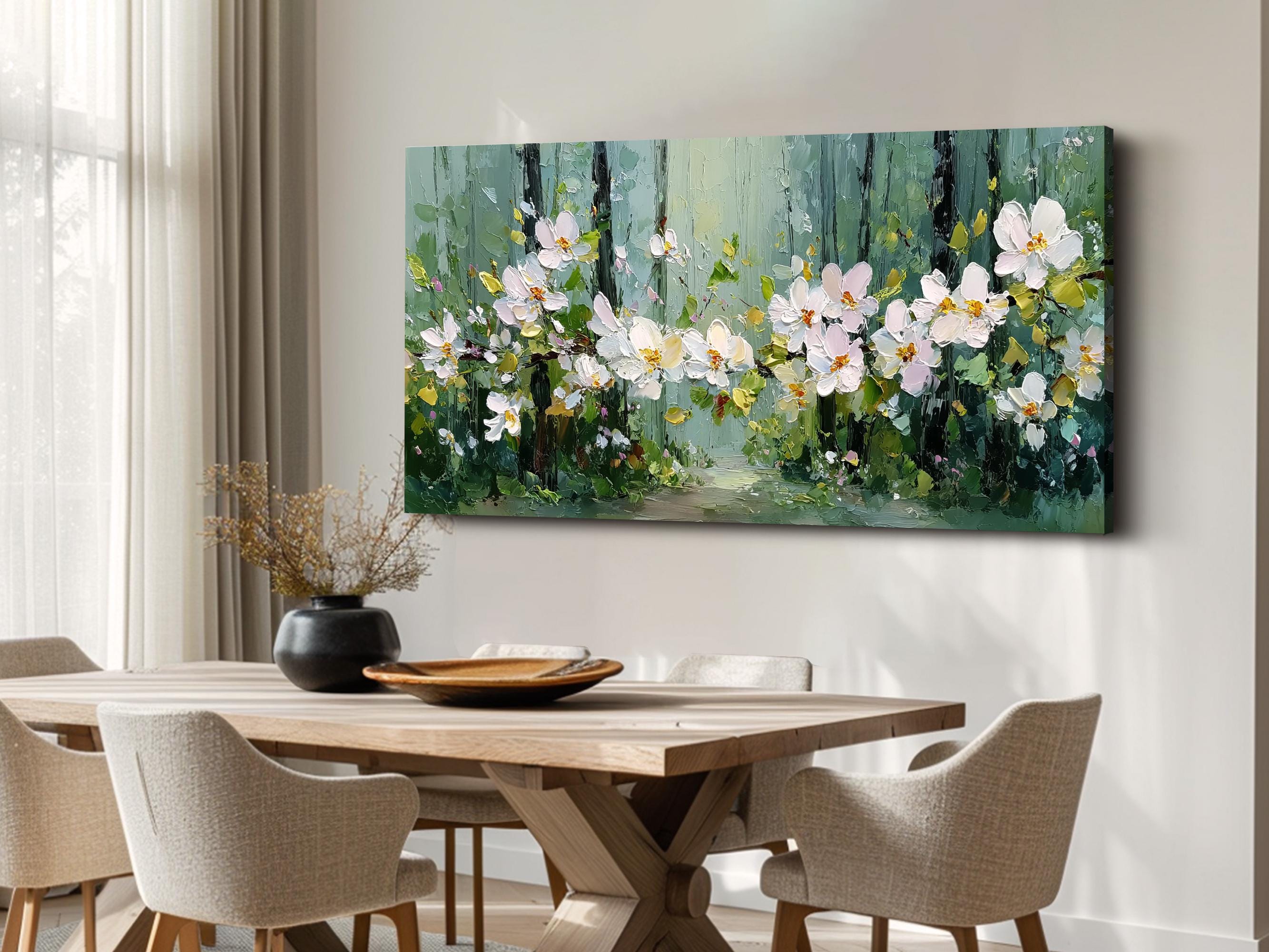 Blooming Path – Large Textured Floral Canvas Wall Art