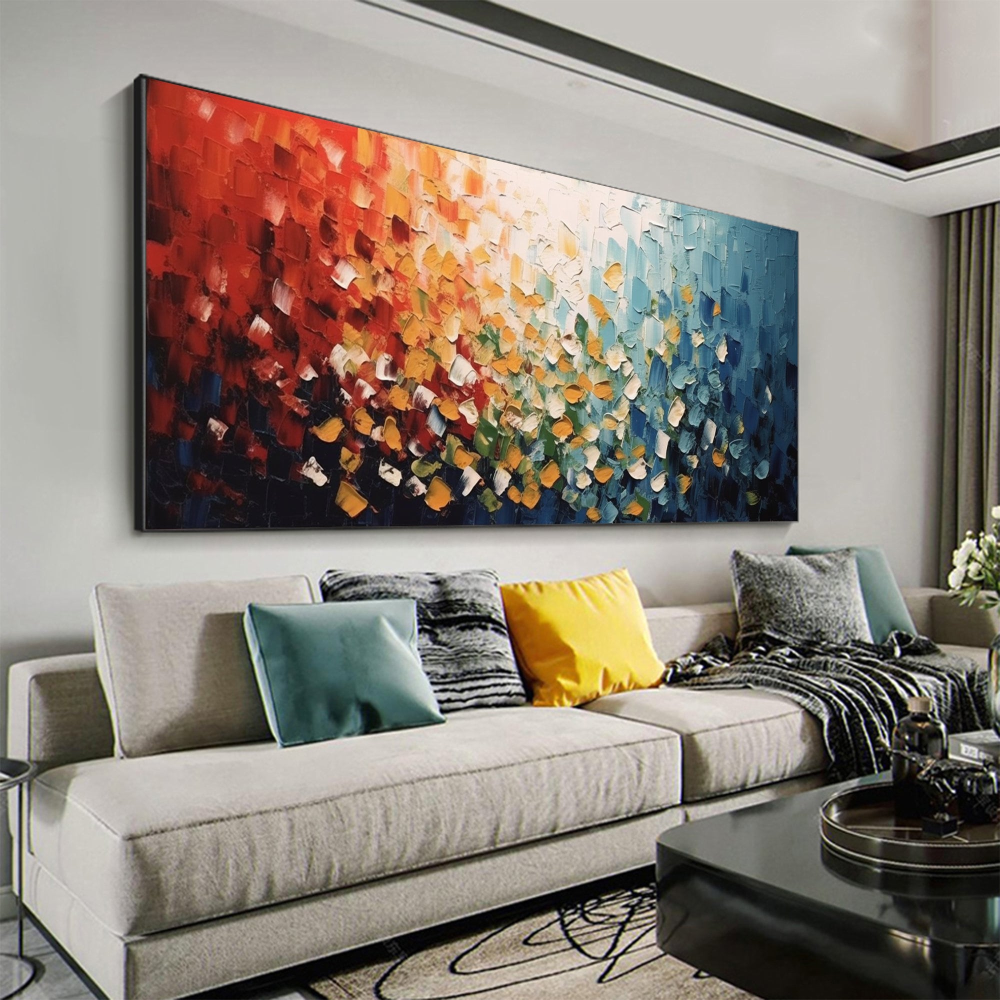 Radiant Flow Large Abstract Textured Oil Painting