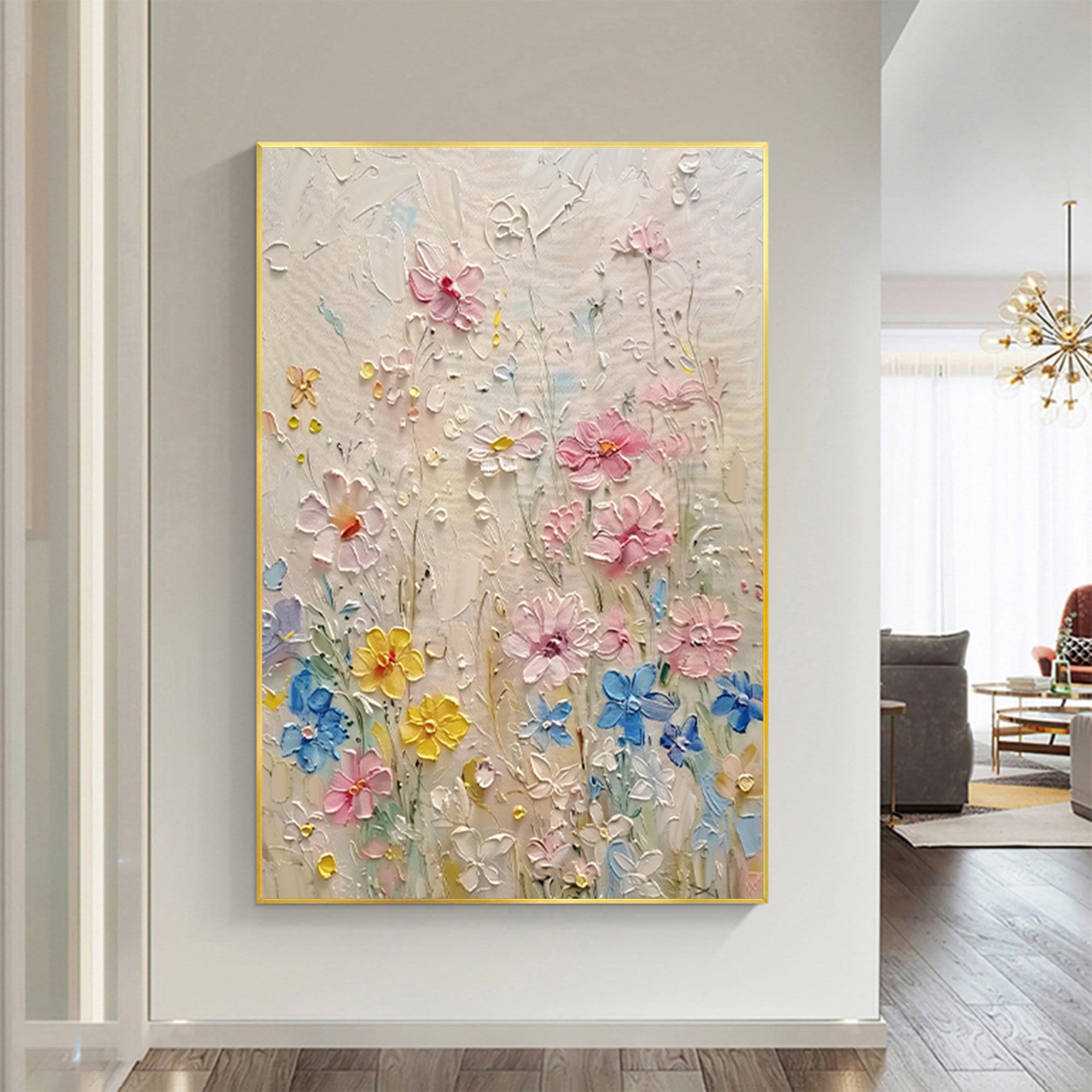 Dancing with the Breeze Colorful 3D Textured Flower Wall Art