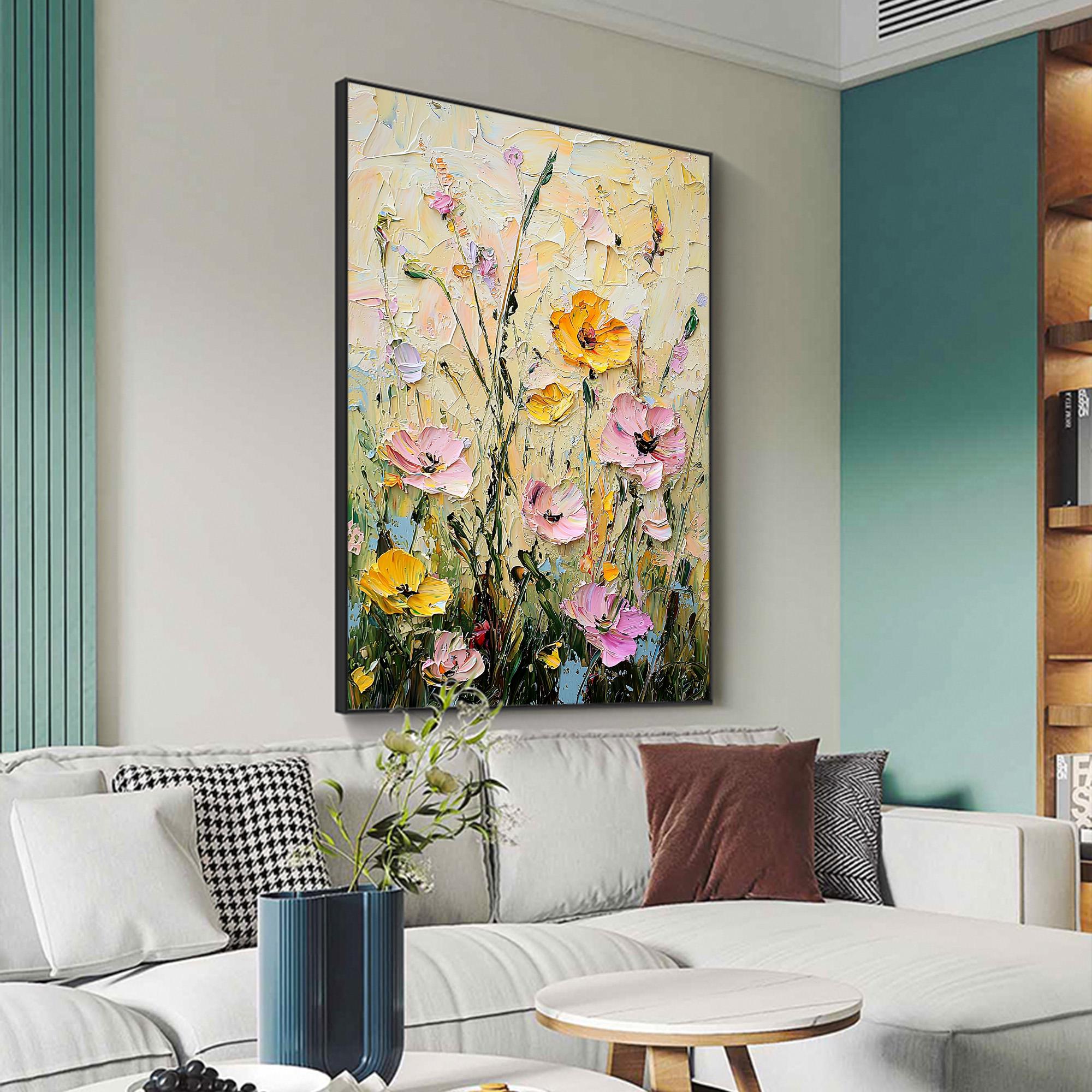 Bloomrise Melody - Textured Floral Oil Painting