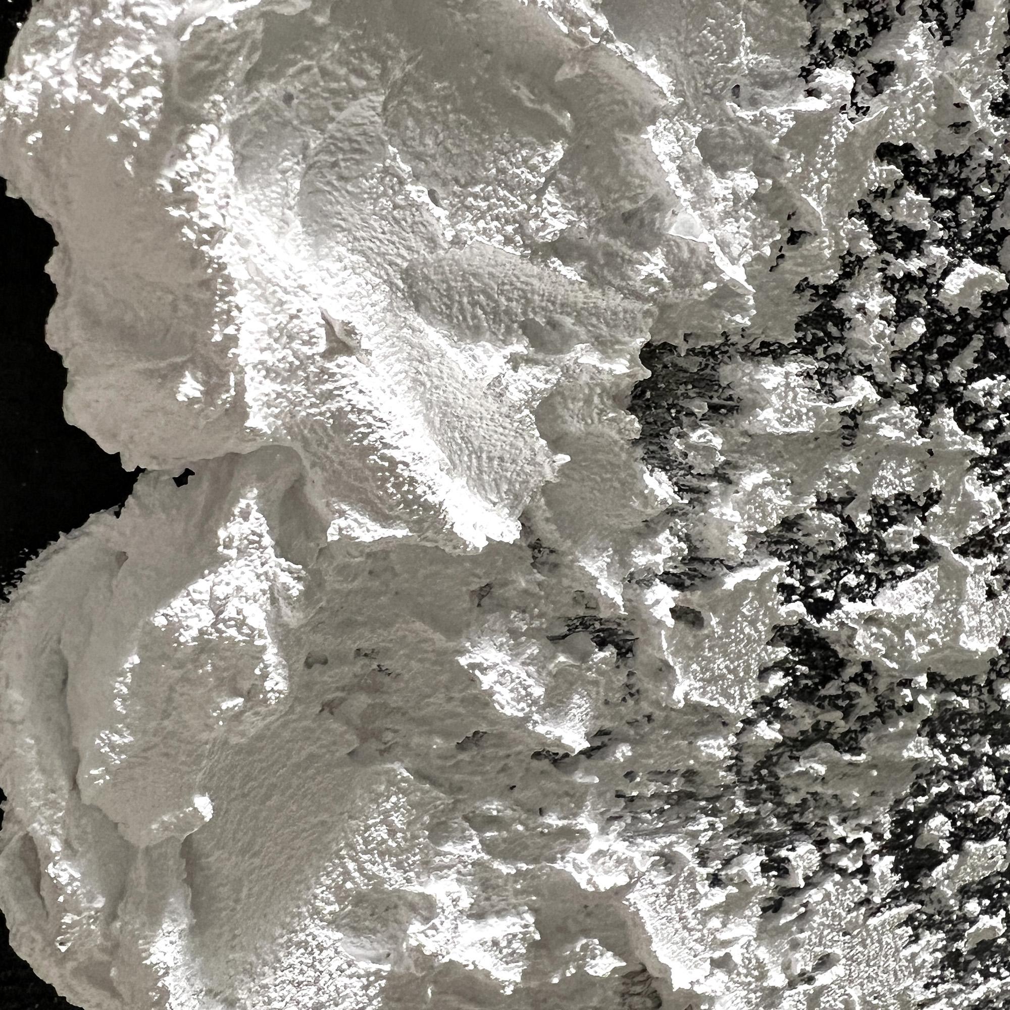 Diagonal Tide — Black and White Textured Wave Oil Painting, Abstract Coastal Wall Art