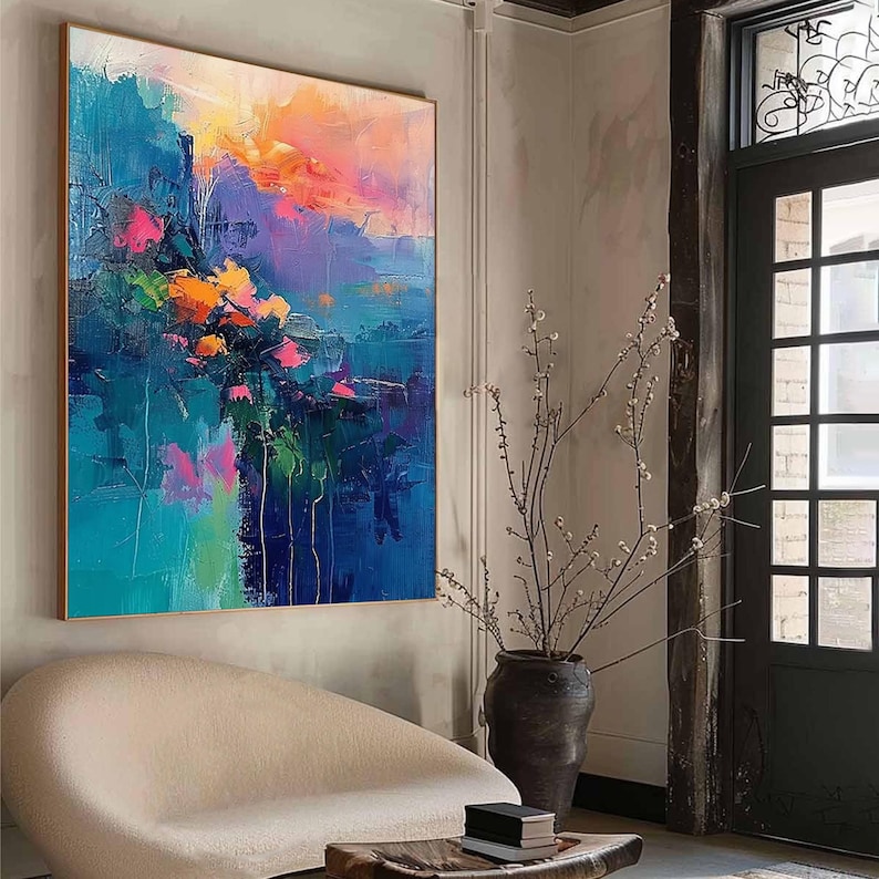 Dream Bloom — Abstract Textured Floral Oil Painting, Colorful Modern Wall Art
