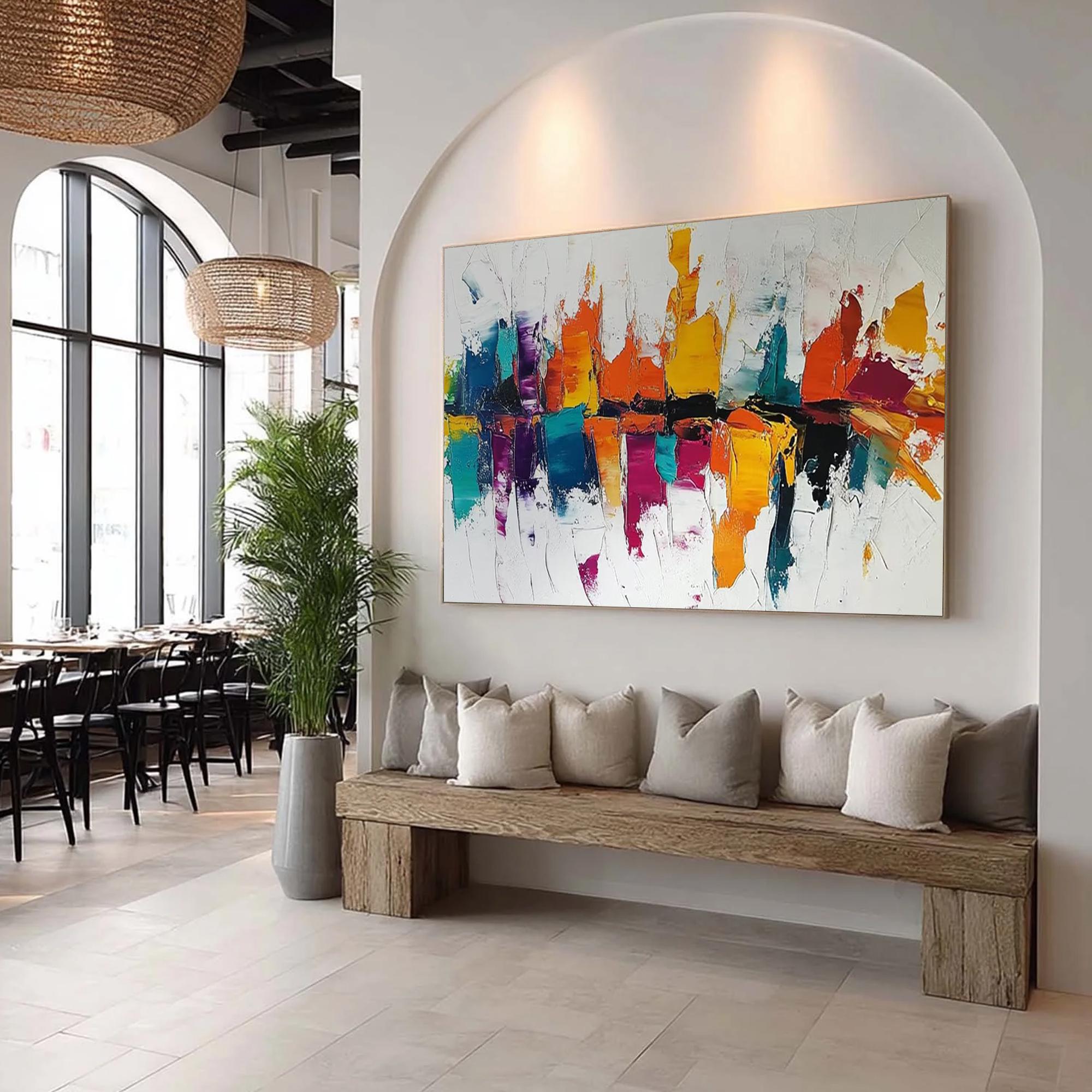 Color Symphony — Abstract Geometric Textured Oil Painting, Modern Colorful Wall Art