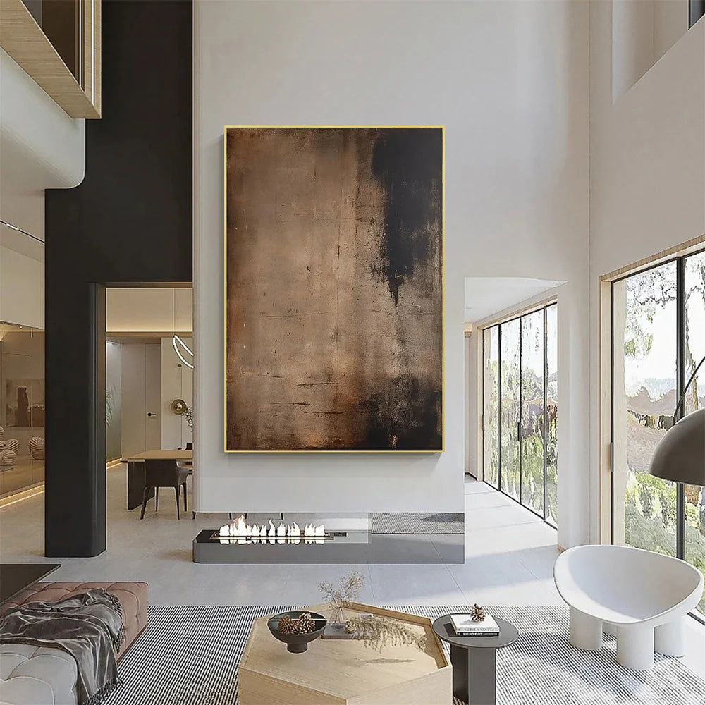 Erosion Calm — Minimalist Abstract Textured Oil Painting, Wabi-Sabi Modern Wall Art