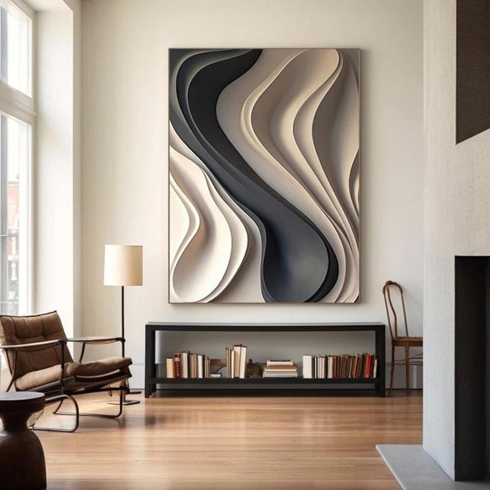 Sculpted Waves – 3D Textured Abstract Oil Painting