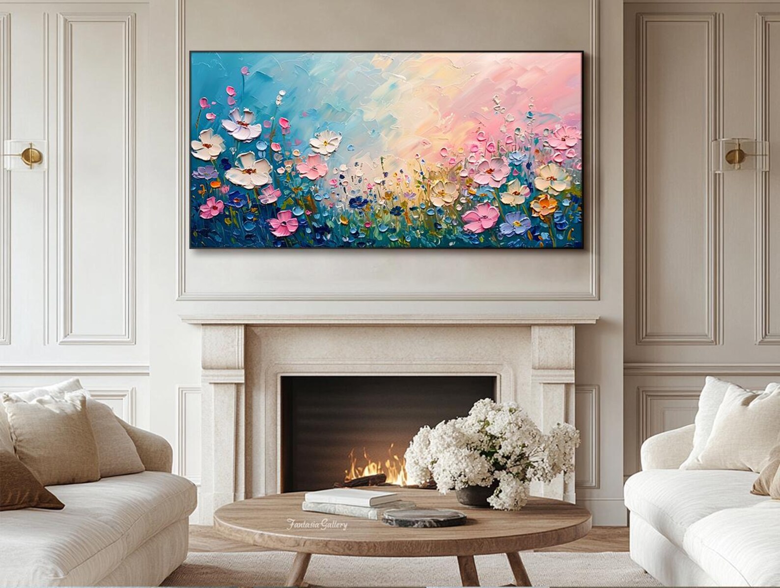 Blooming Serenade – Textured Floral Abstract Oil Painting