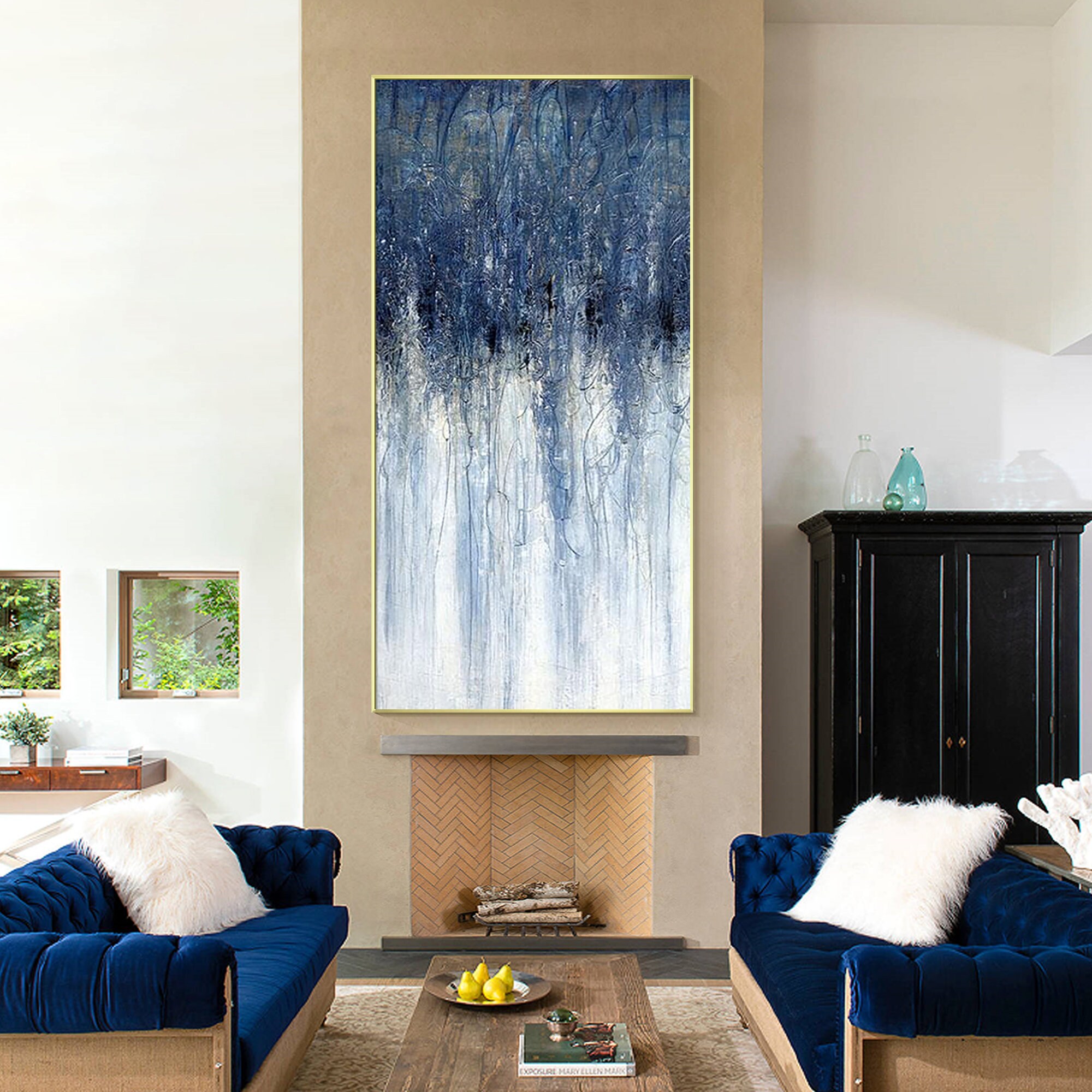 Silent Drift – Textured Blue Abstract Oil Painting