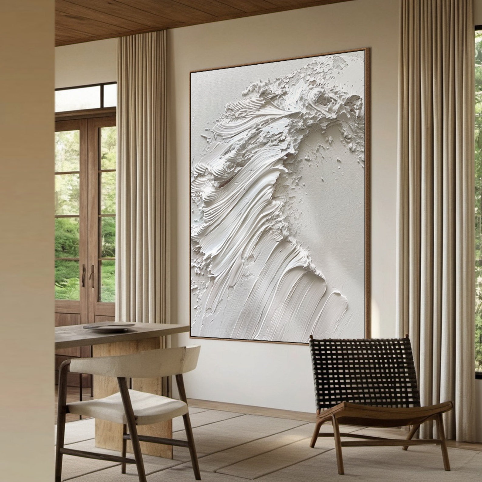 Whispering Form - Minimalist White Textured Painting Wabi-Sabi Abstract Wall Art