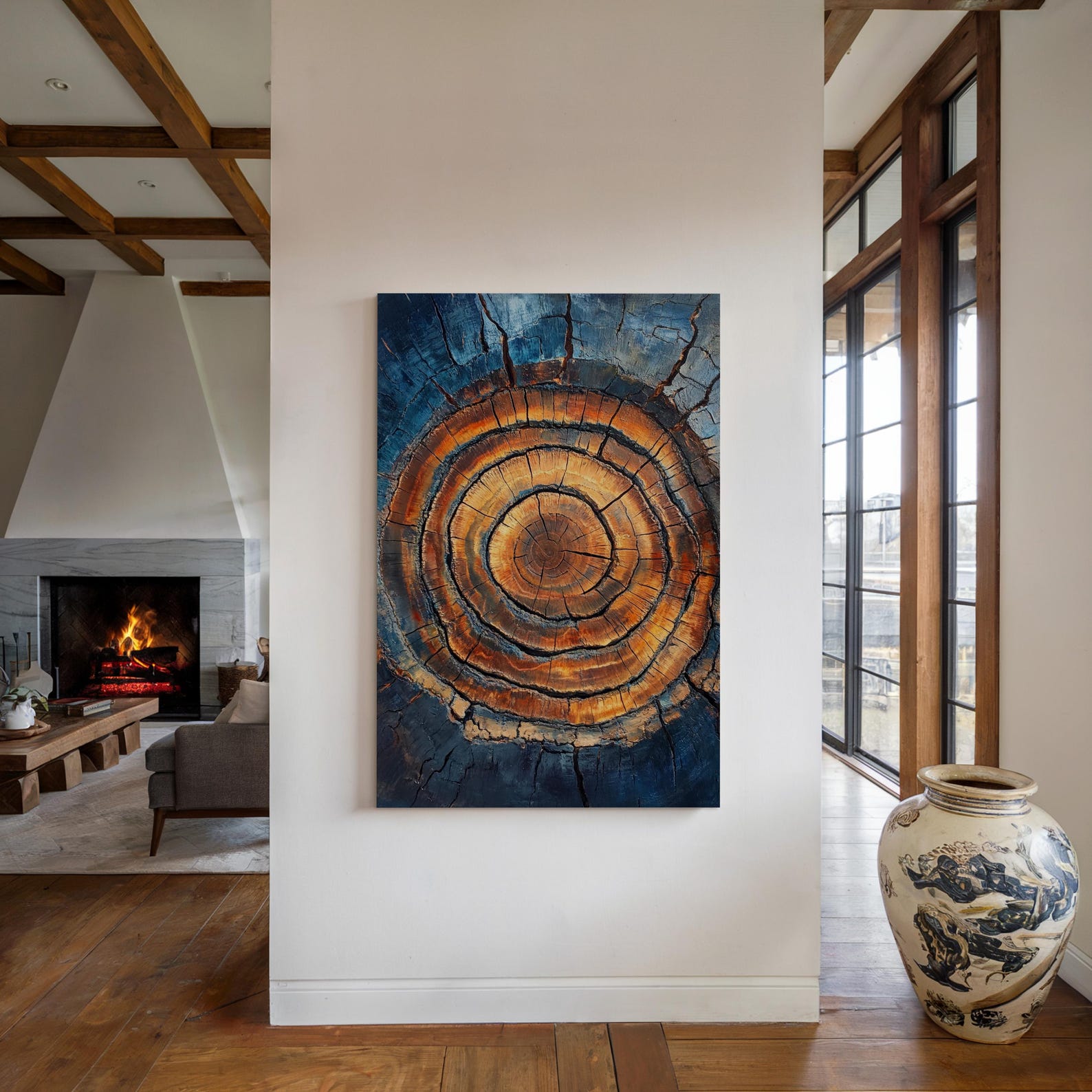 Time Rings – Tree Ring Texture Canvas Abstract Nature Wall Art Rustic Wood Decor