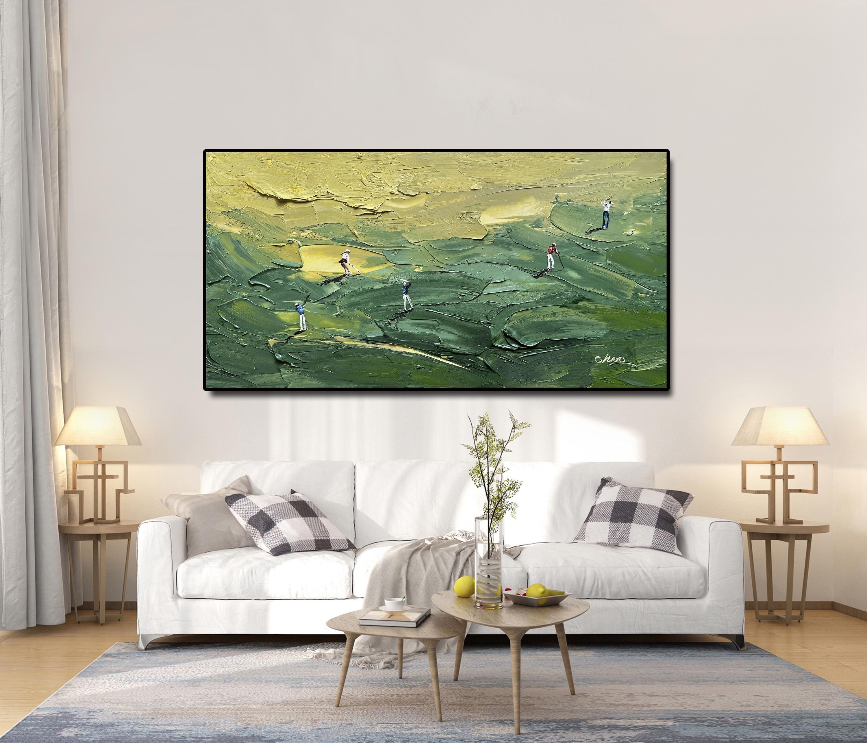 Swing Terrain – Golf Player Abstract Palette Knife Painting Sport Textured Canvas Art