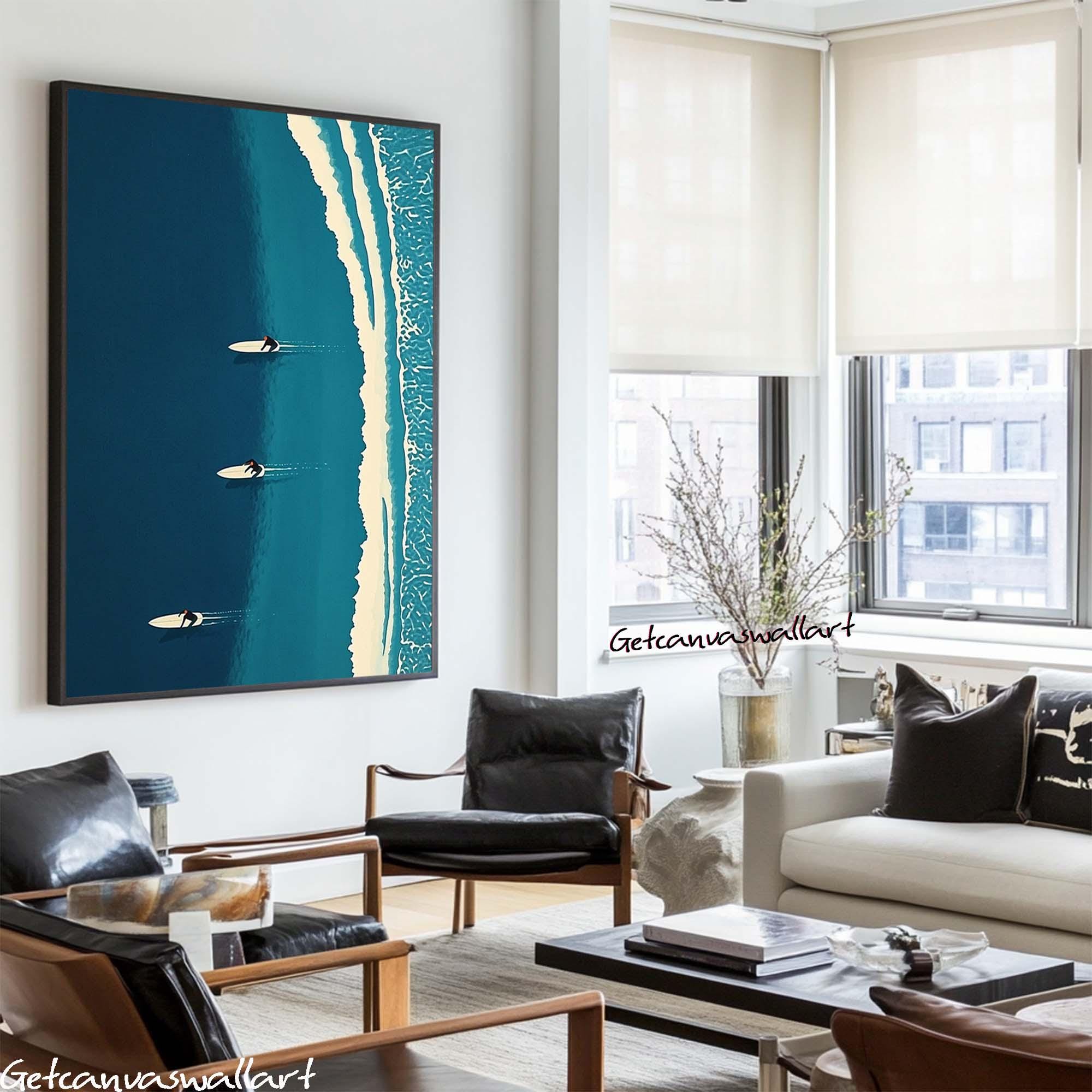 Surfline Serenity – Modern Coastal Aerial Painting