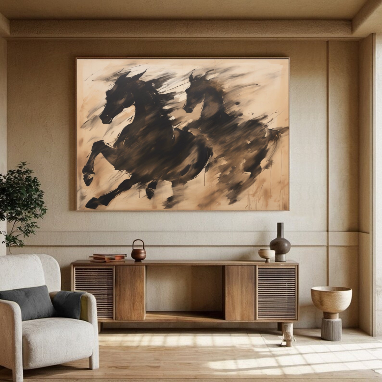 Wild Motion – Abstract Running Horses Canvas Art