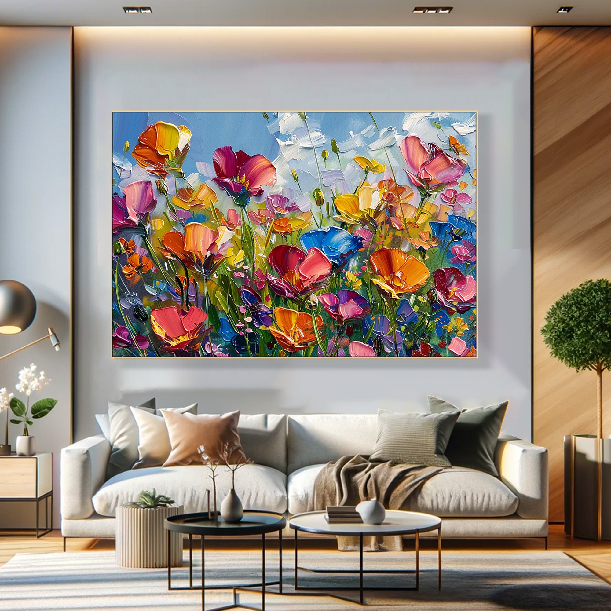 Summer Meadow – Abstract Textured Floral Canvas Art