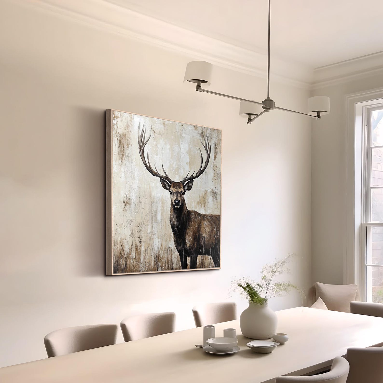 Noble Gaze – Realistic Deer Wall Art in Earth Tones