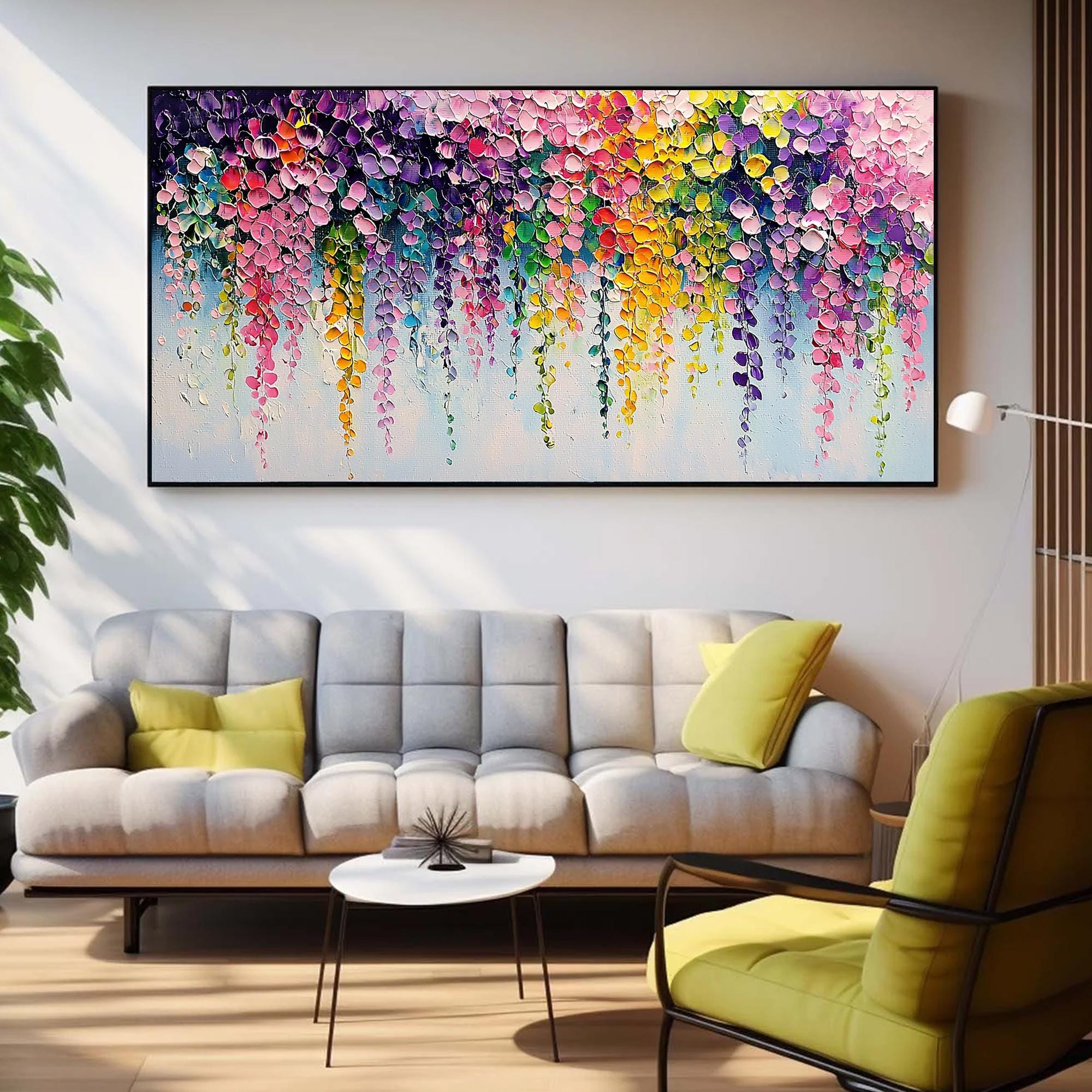 Wisteria Dreams – Colorful Textured Floral Oil Painting for Modern Home Decor