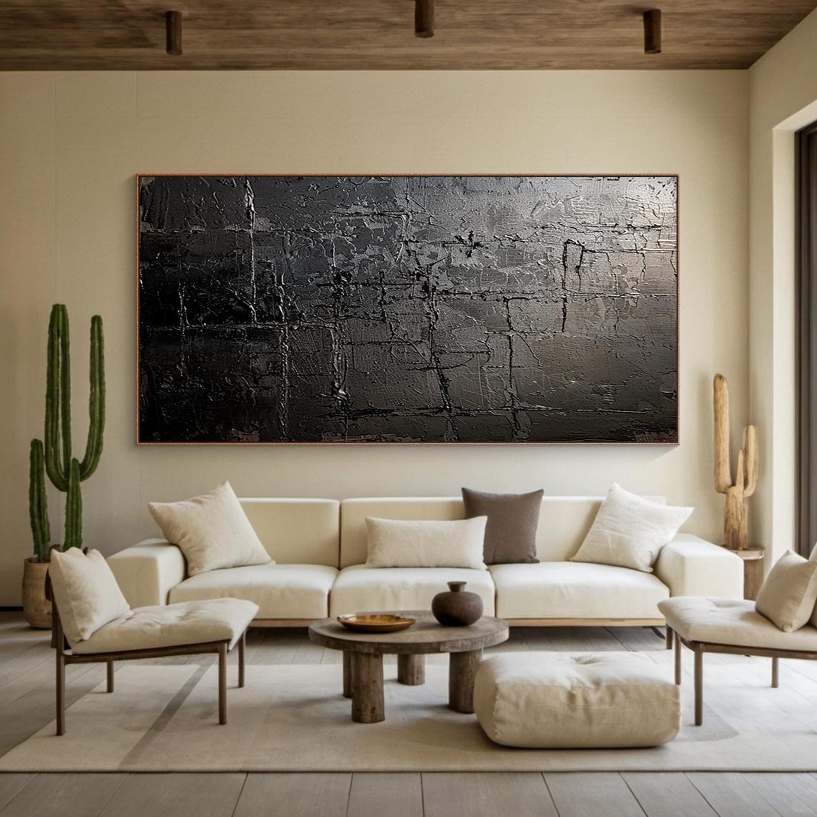 Eclipsed Silence – Large Textured Abstract Canvas Wall Art