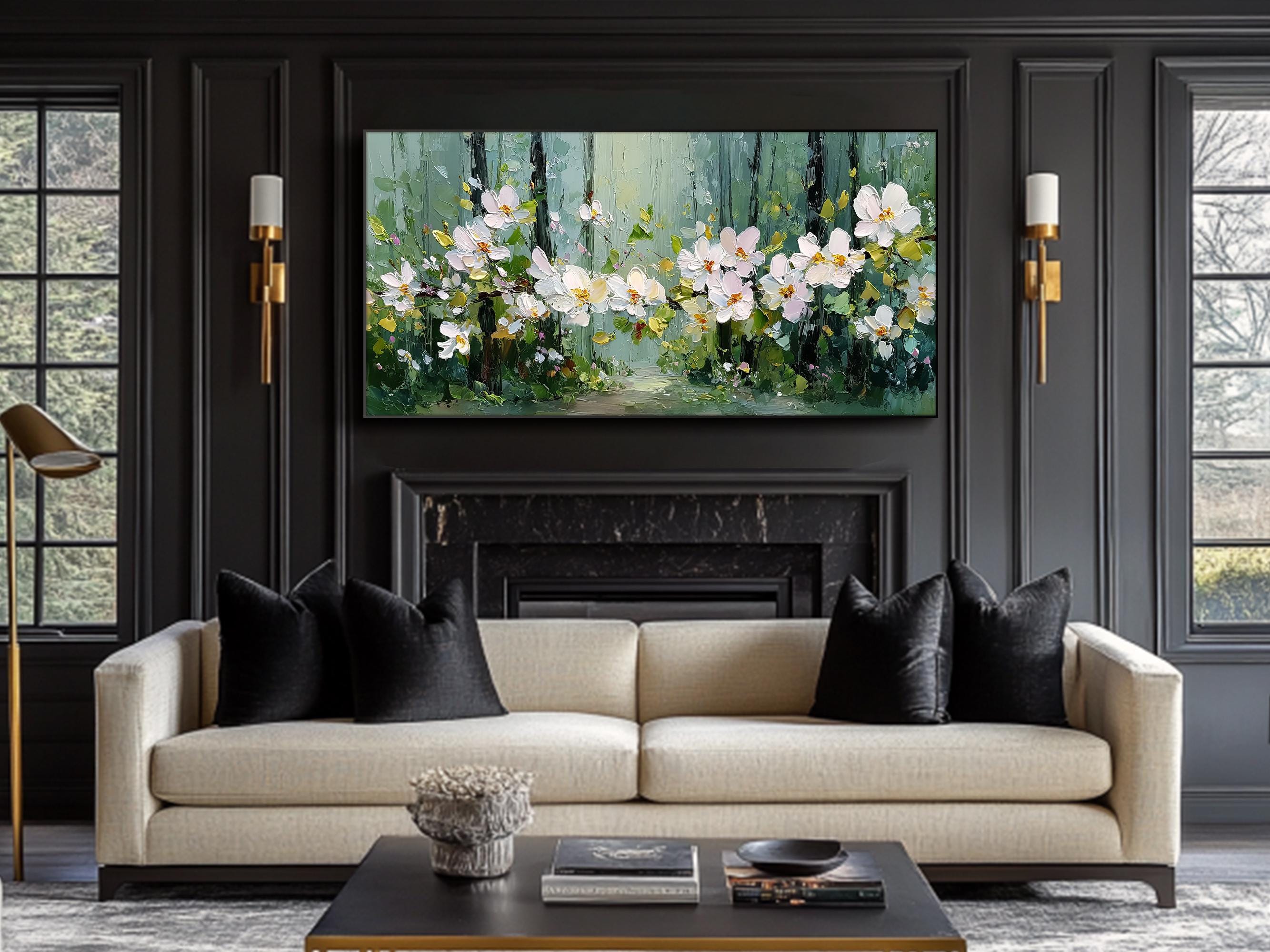Blooming Path – Large Textured Floral Canvas Wall Art