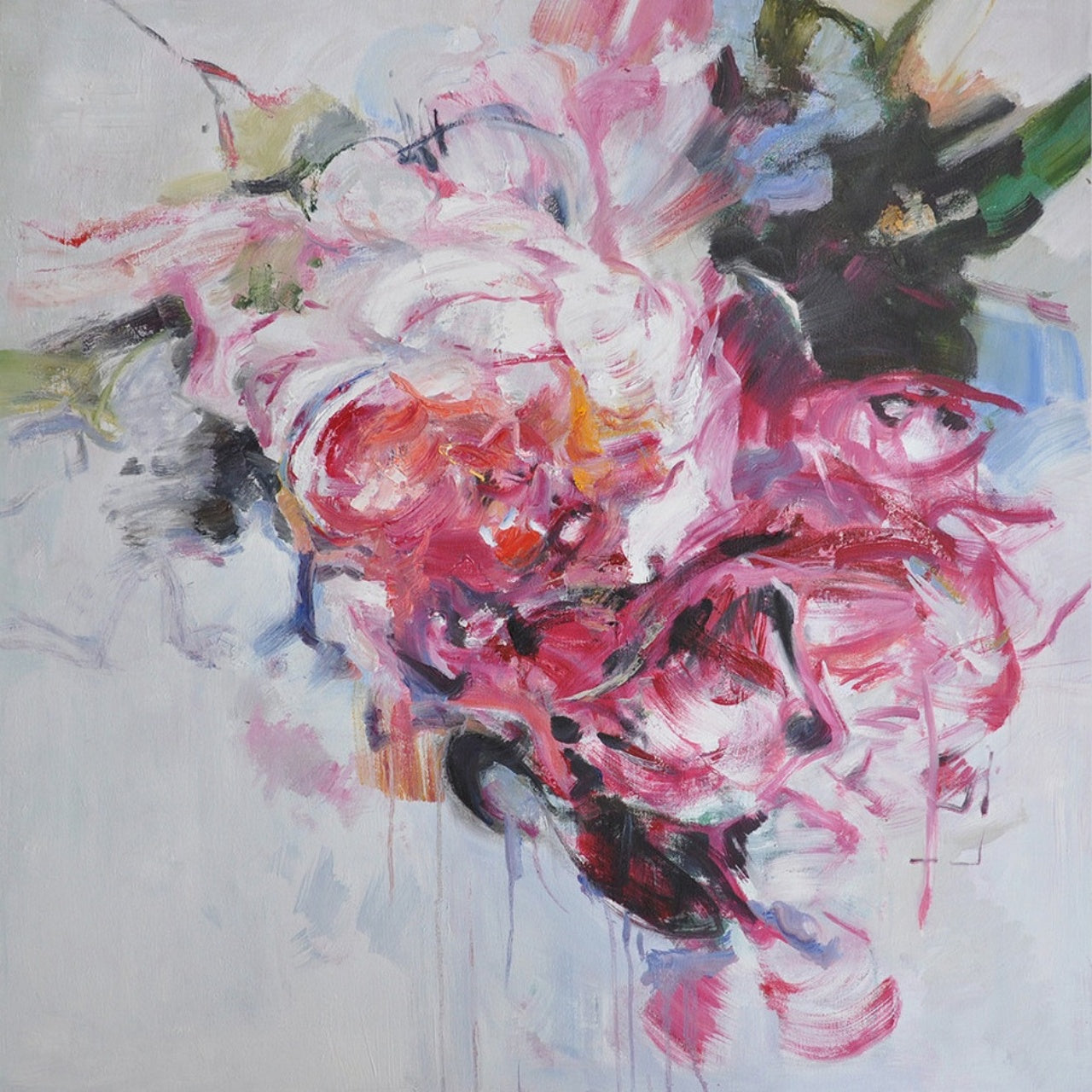 Blooming Whispers – Abstract Floral Oil Painting on Canvas for Modern Home Décor