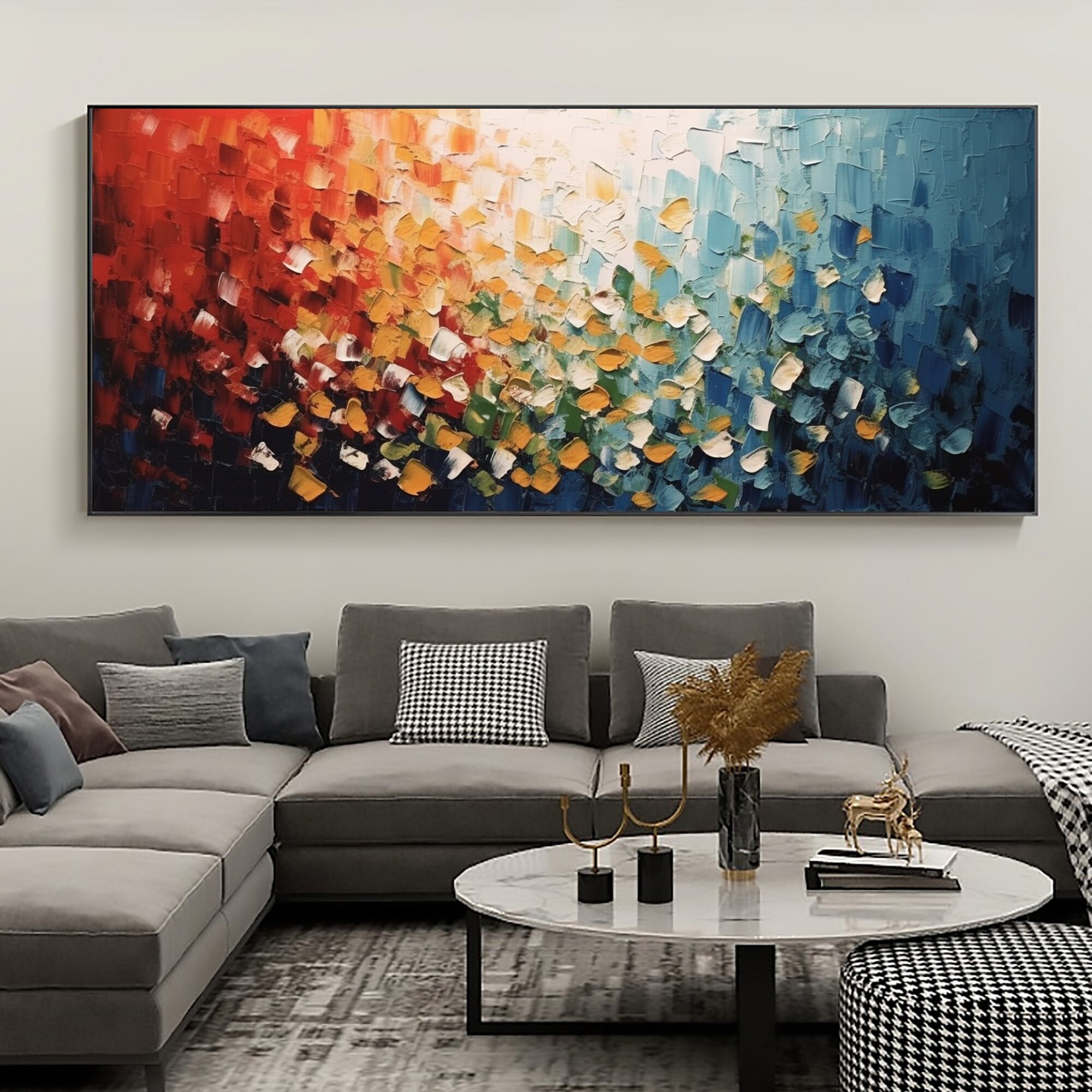 Radiant Flow Large Abstract Textured Oil Painting