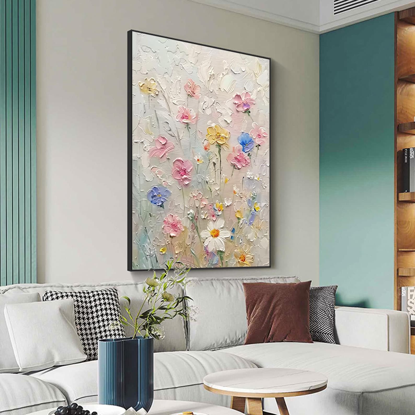 Petals of Dawn – 3D Textured Floral Oil Painting Vertical Canvas Art