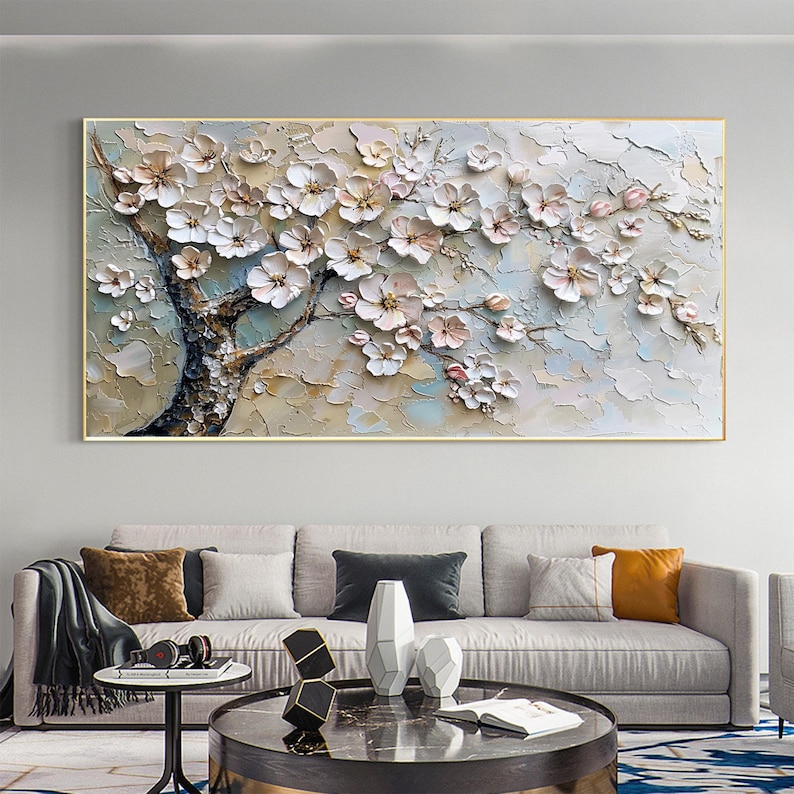 Blossom Grace – Textured Floral Oil Painting