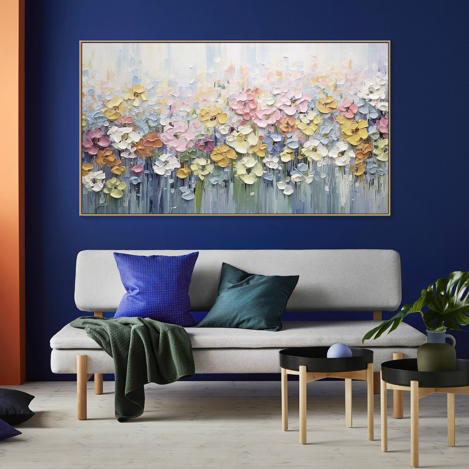 Blooming Horizon – Large Textured Floral Oil Painting
