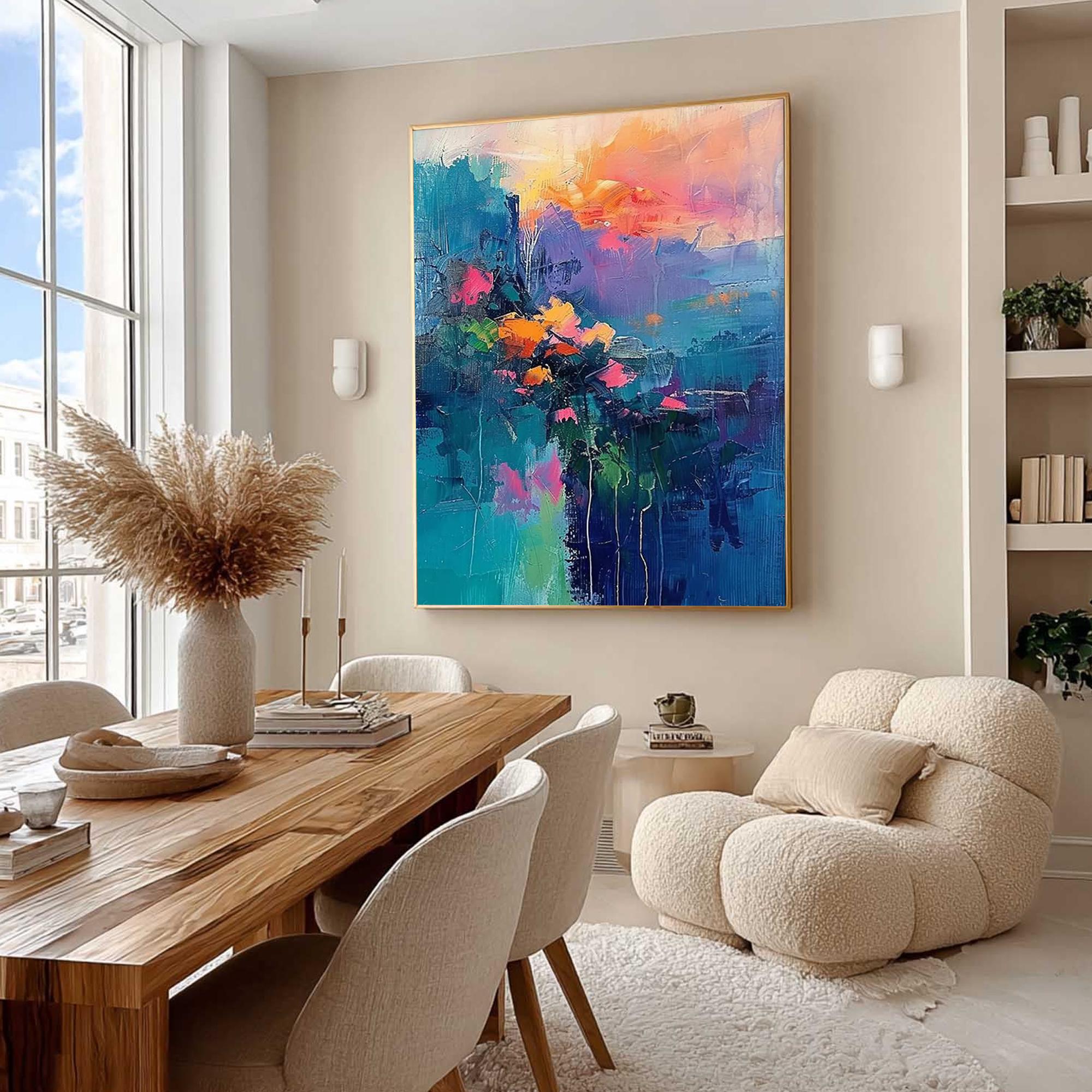 Dream Bloom — Abstract Textured Floral Oil Painting, Colorful Modern Wall Art