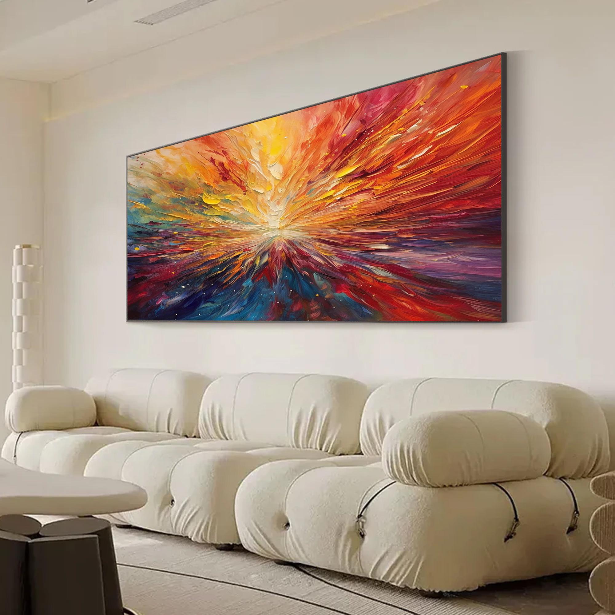 Solar Burst — Colorful Abstract Textured Oil Painting, Modern Statement Wall Art