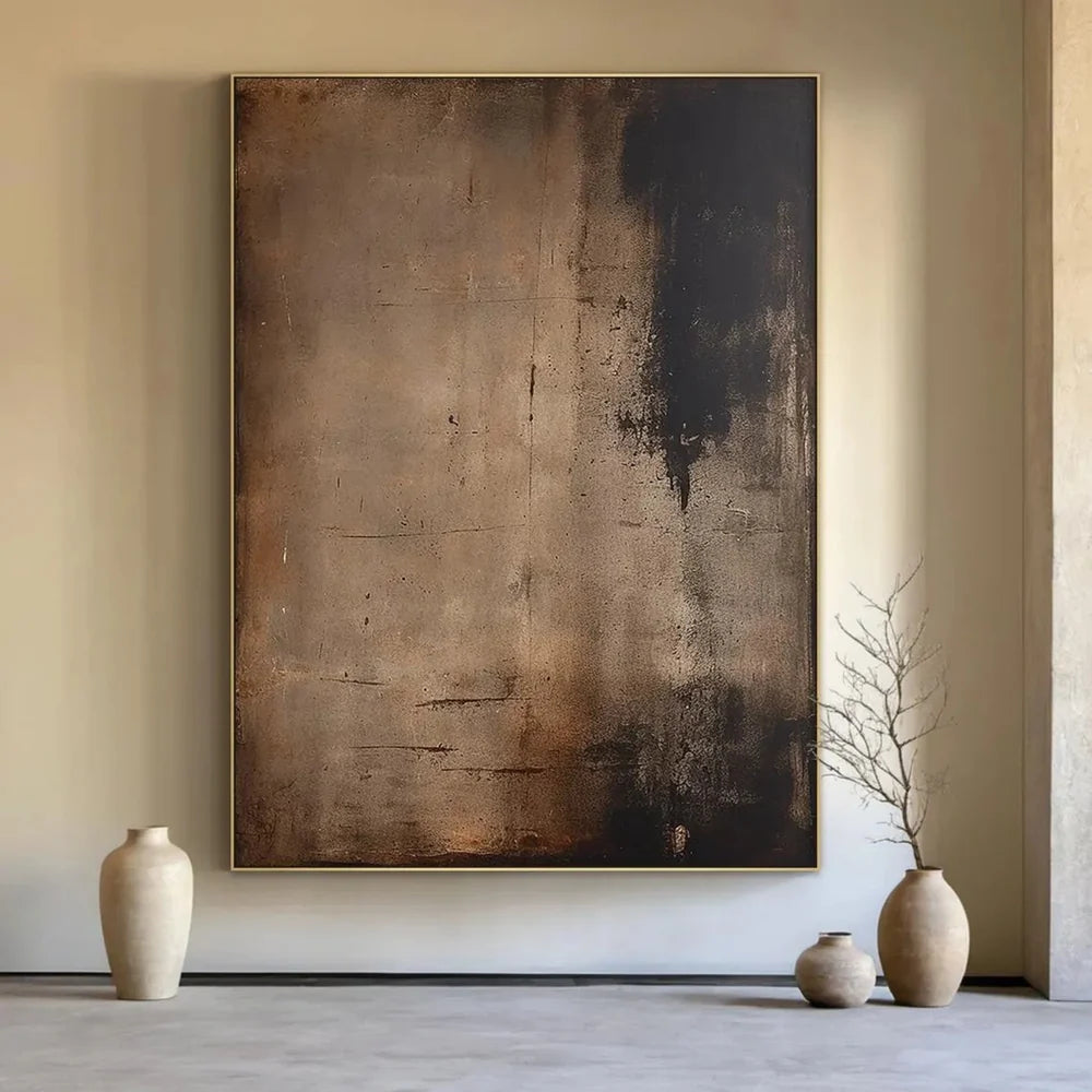 Erosion Calm — Minimalist Abstract Textured Oil Painting, Wabi-Sabi Modern Wall Art