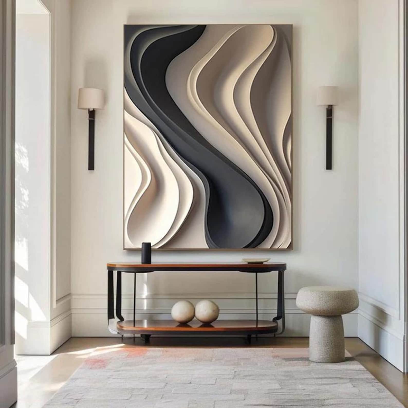 Sculpted Waves – 3D Textured Abstract Oil Painting