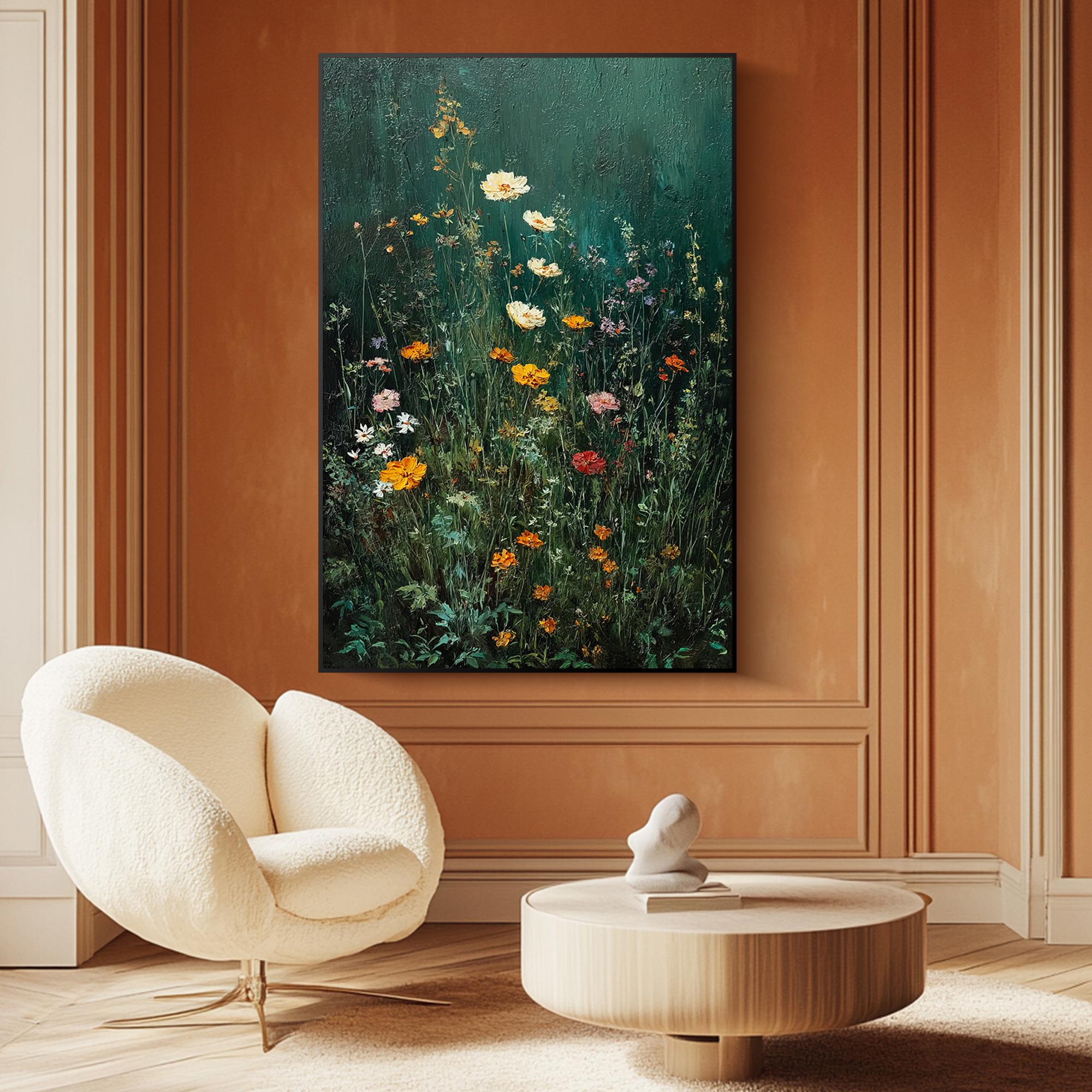Whispers of Meadow – Textured Wildflower Oil Painting