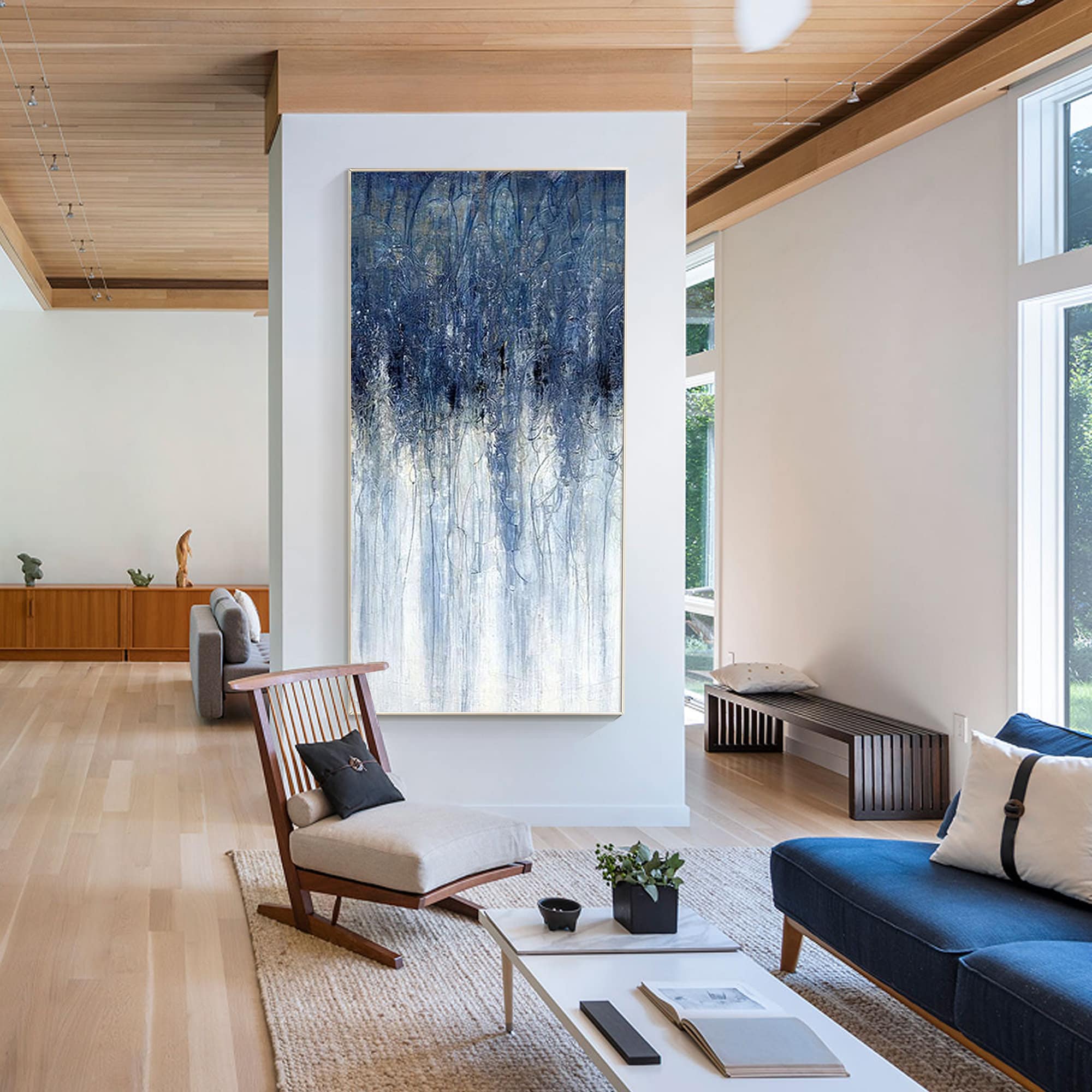 Silent Drift – Textured Blue Abstract Oil Painting