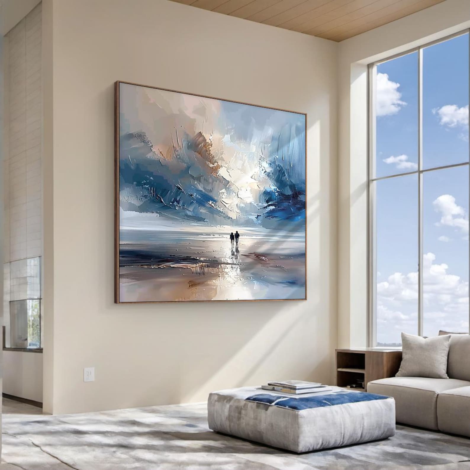 Eternal Horizon – Romantic Seascape Abstract Oil Painting