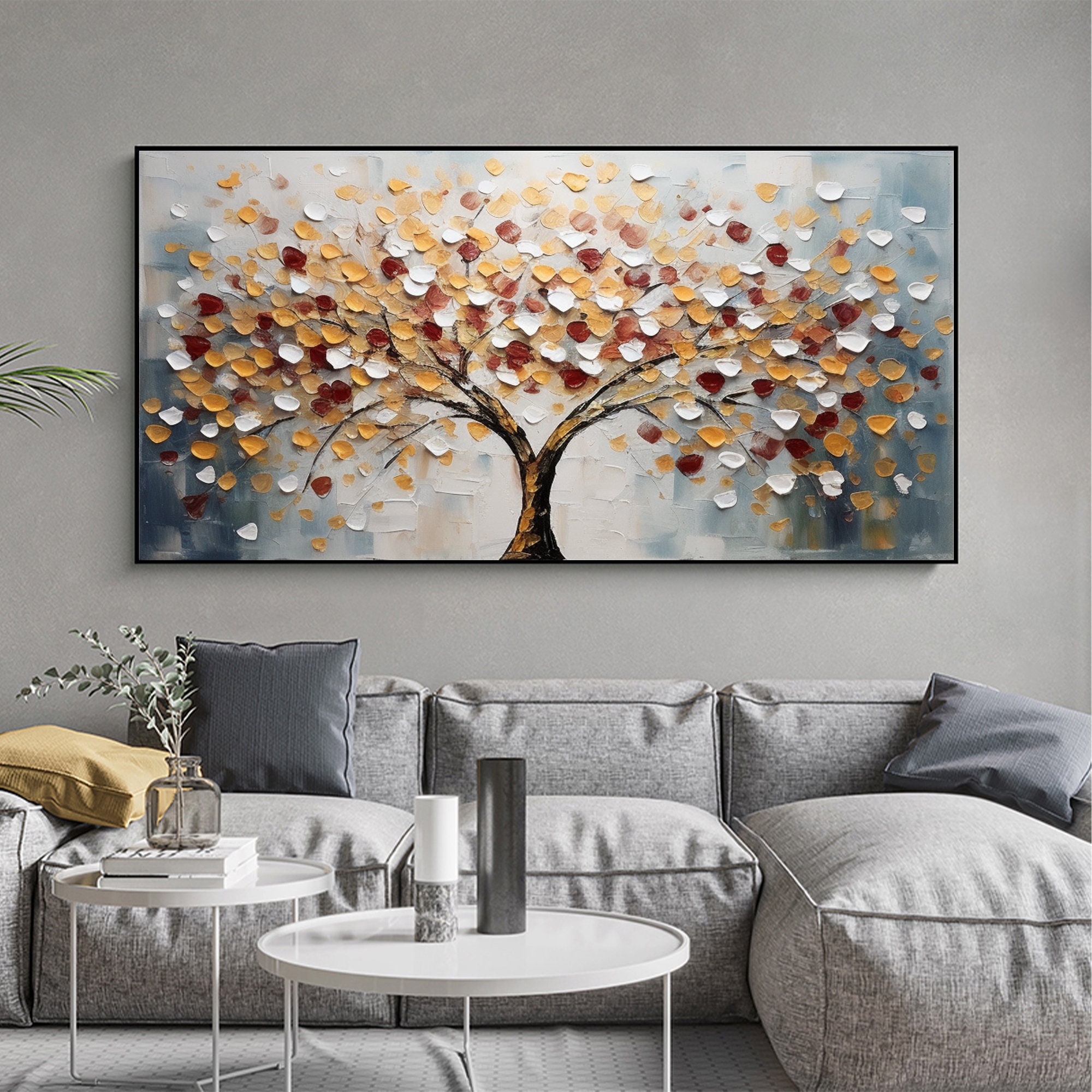 Autumn Glow: Textured Tree of Life Art