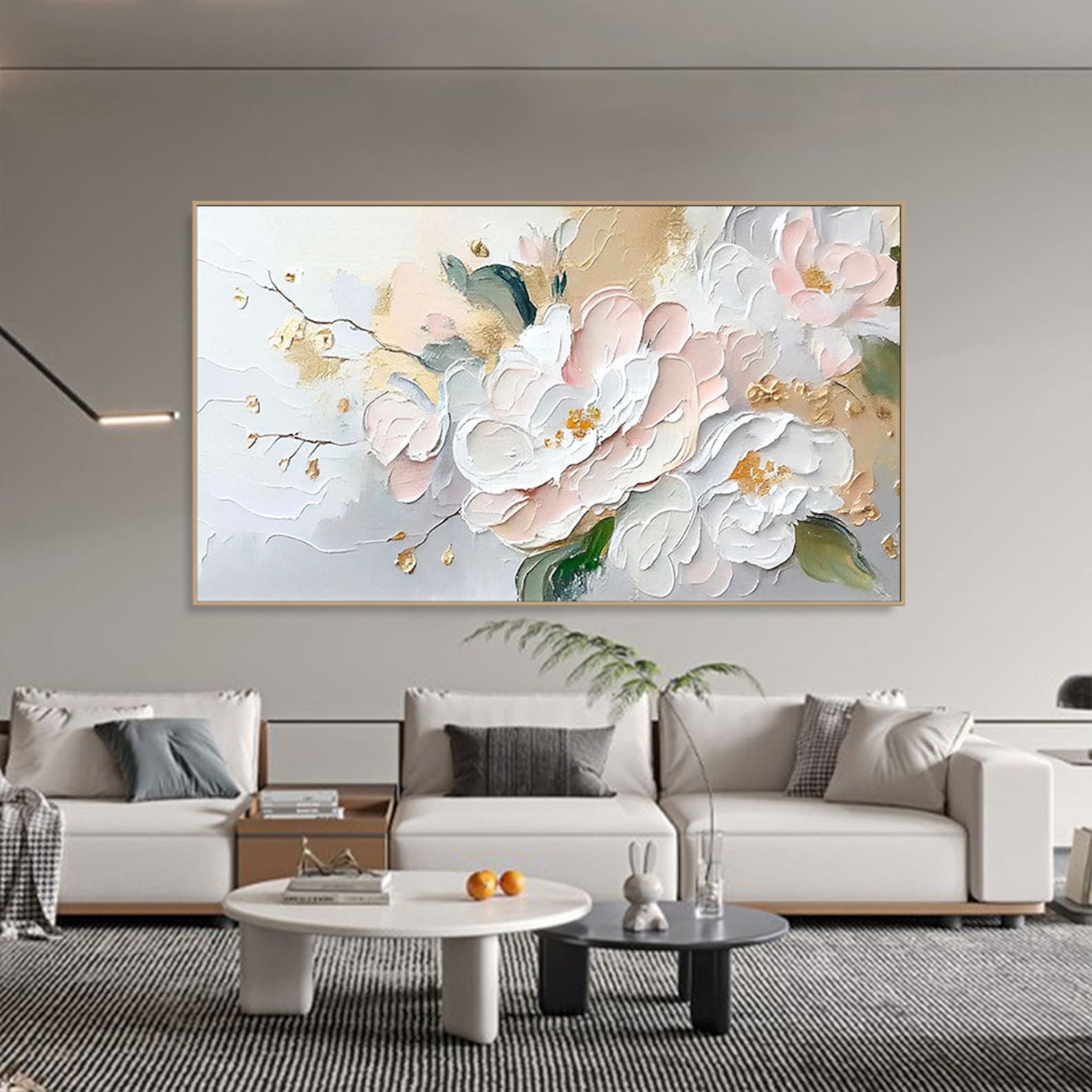 Golden Blossom: Textured Peony Art