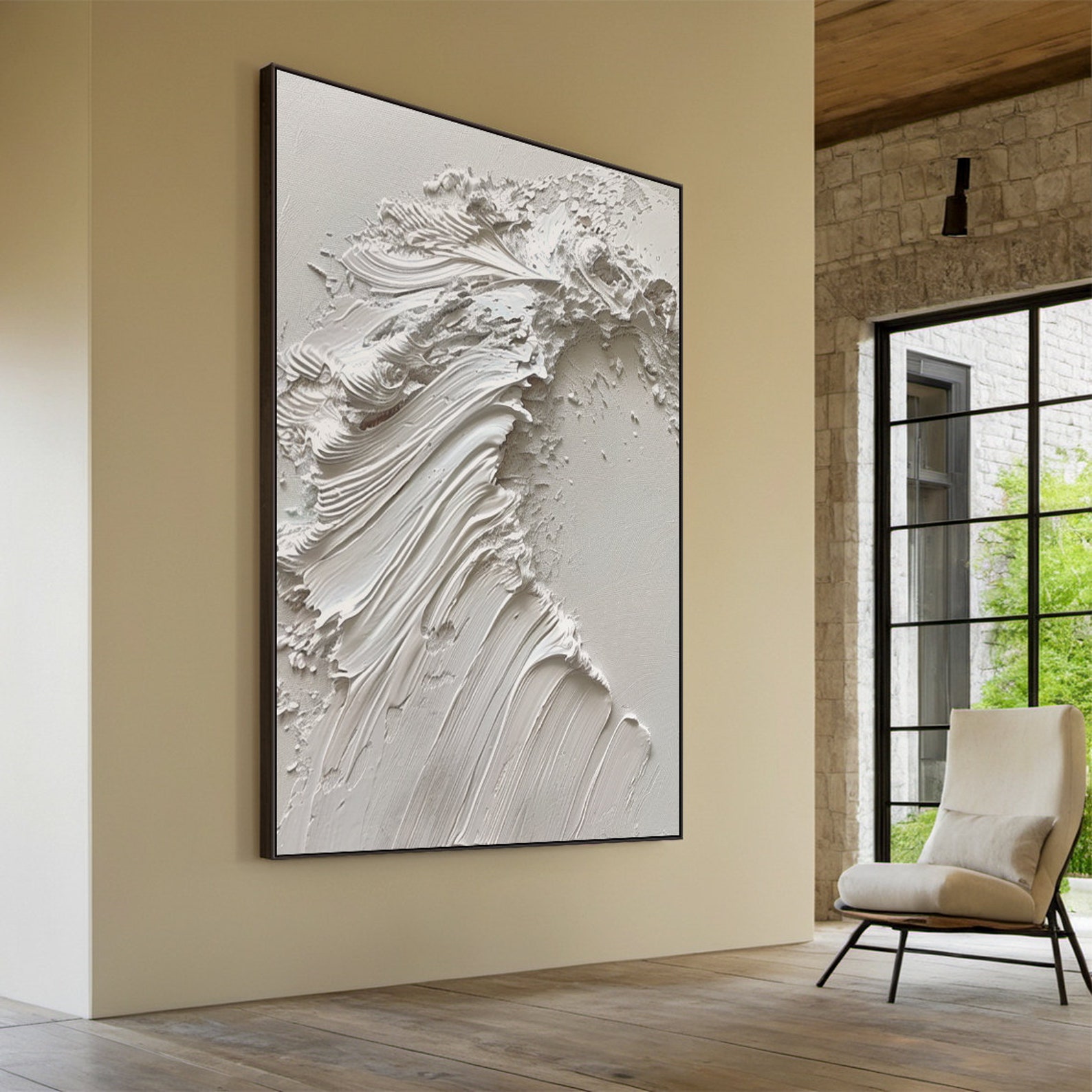 Whispering Form - Minimalist White Textured Painting Wabi-Sabi Abstract Wall Art