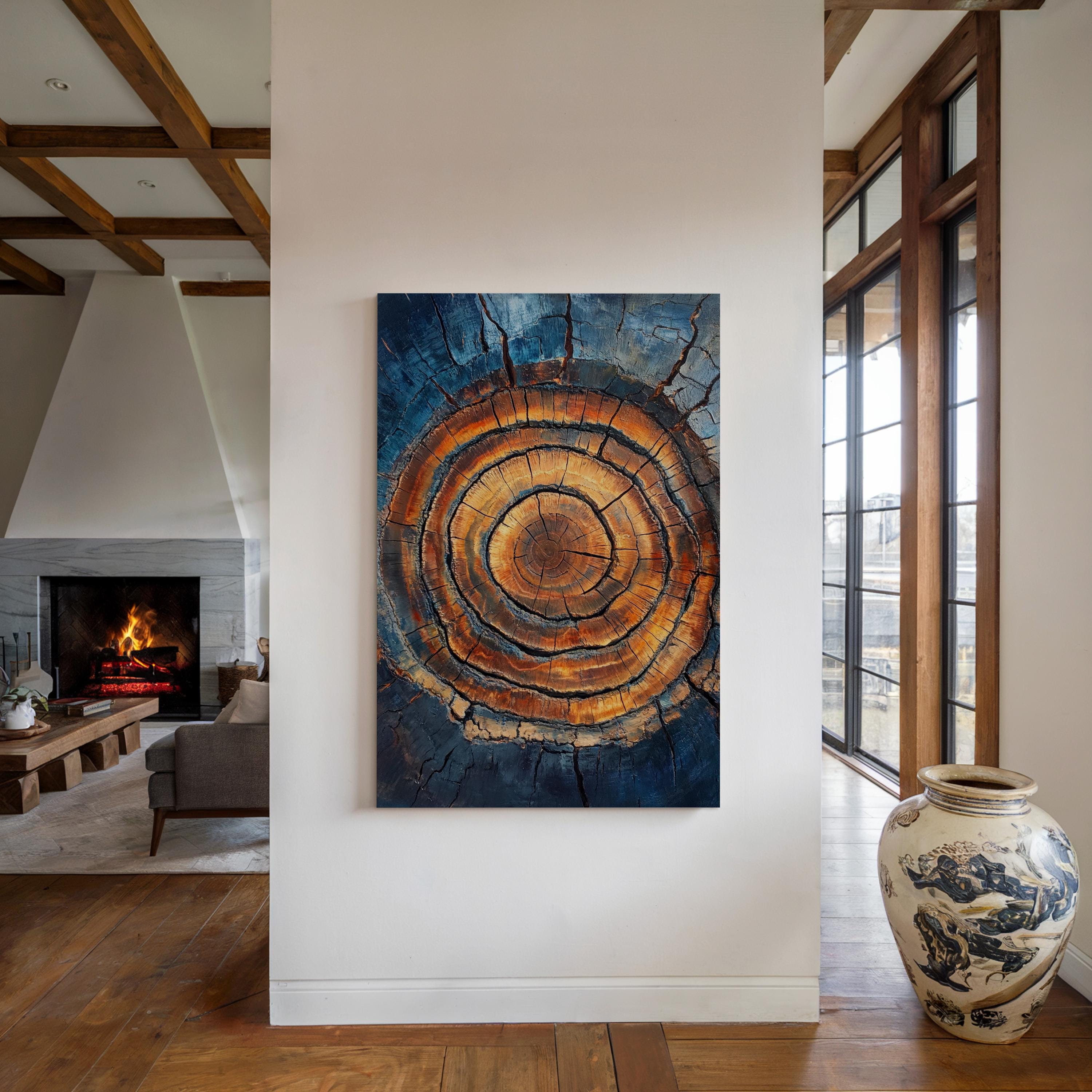 Time Rings – Tree Ring Texture Canvas Abstract Nature Wall Art Rustic Wood Decor