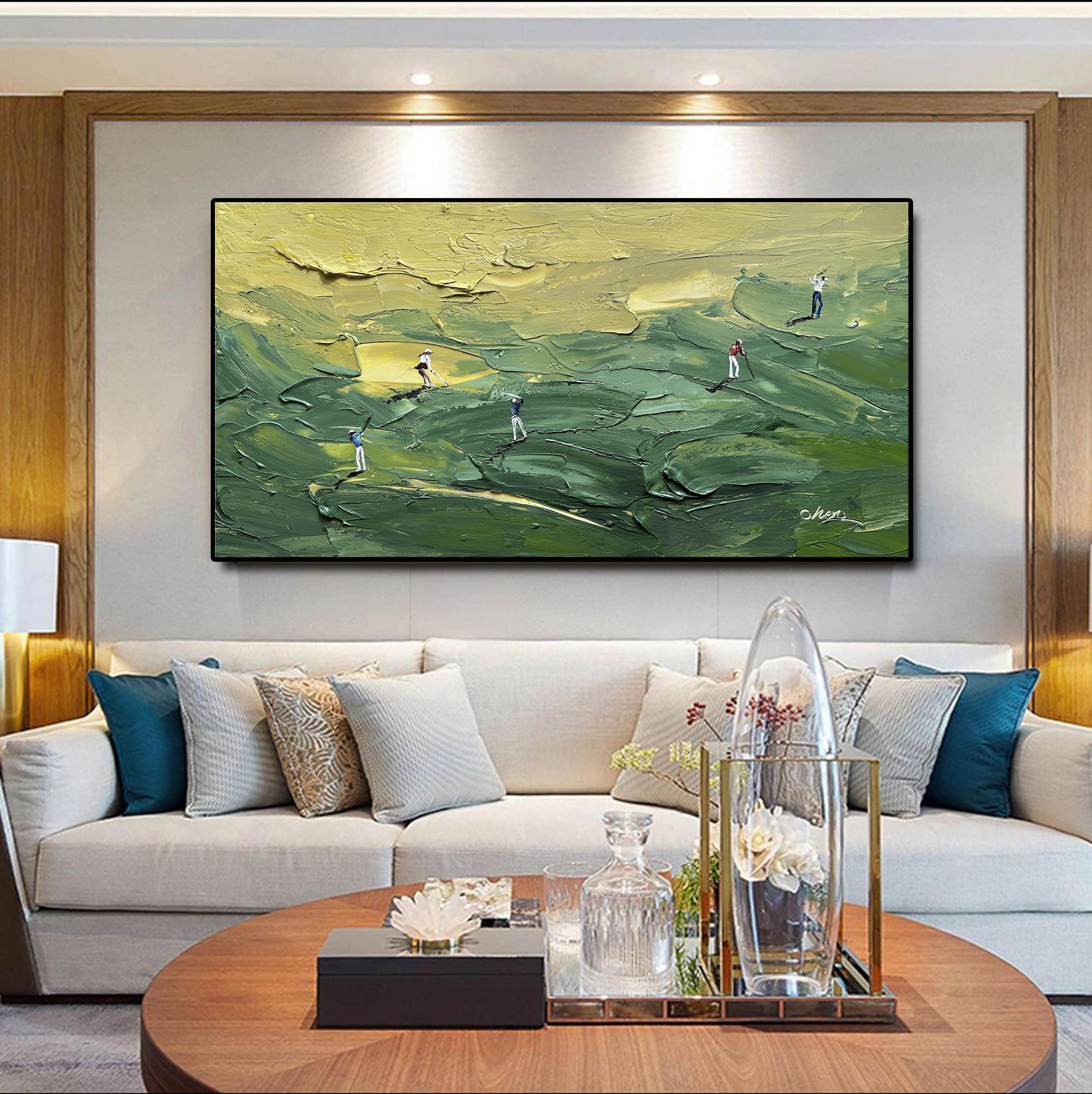 Swing Terrain – Golf Player Abstract Palette Knife Painting Sport Textured Canvas Art