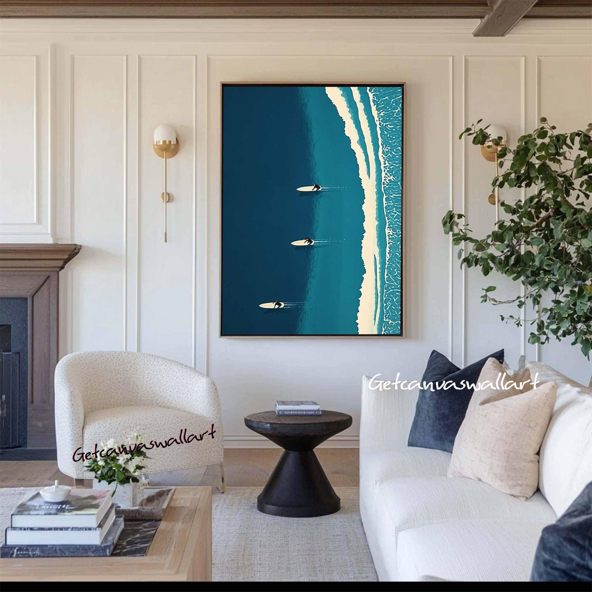 Surfline Serenity – Modern Coastal Aerial Painting