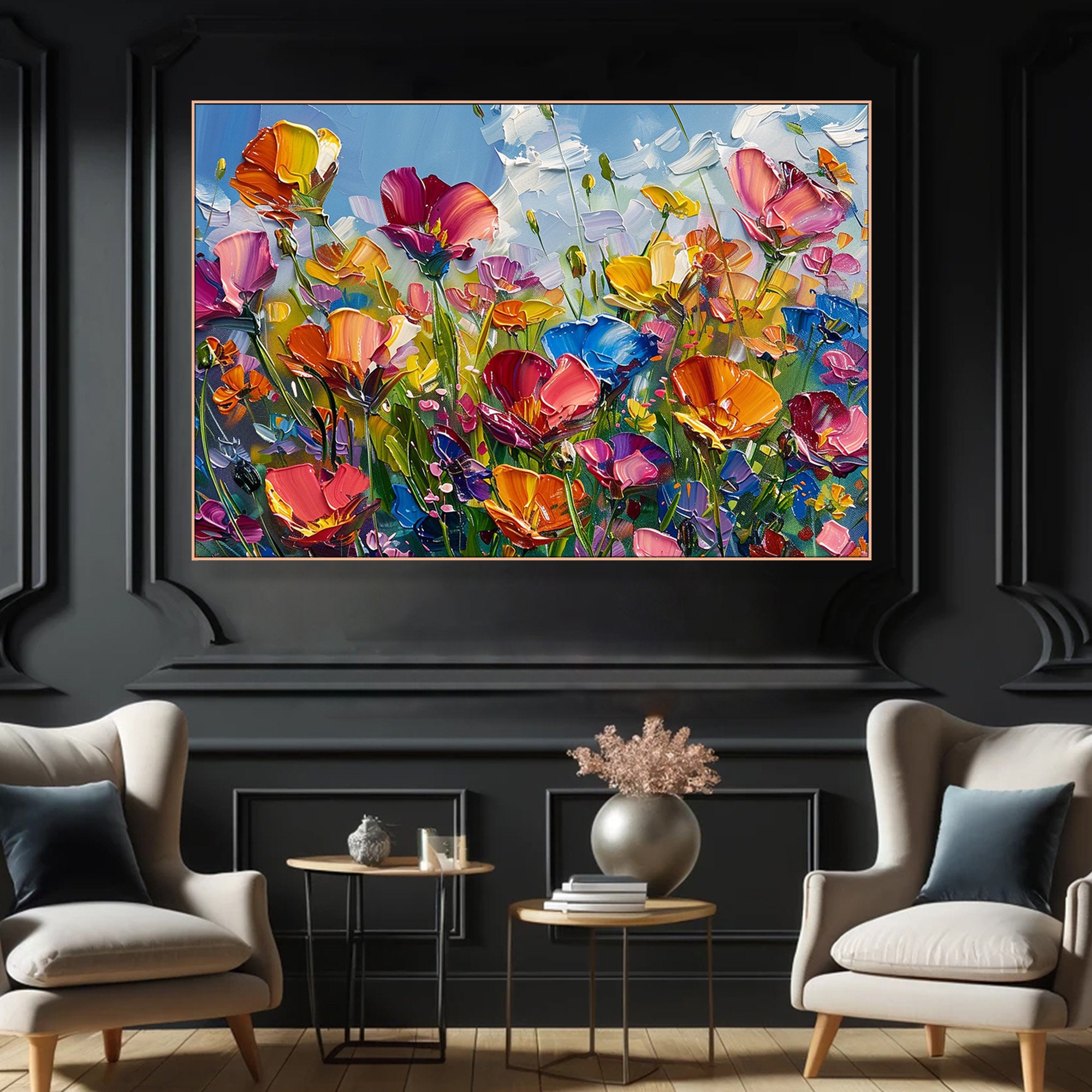 Summer Meadow – Abstract Textured Floral Canvas Art