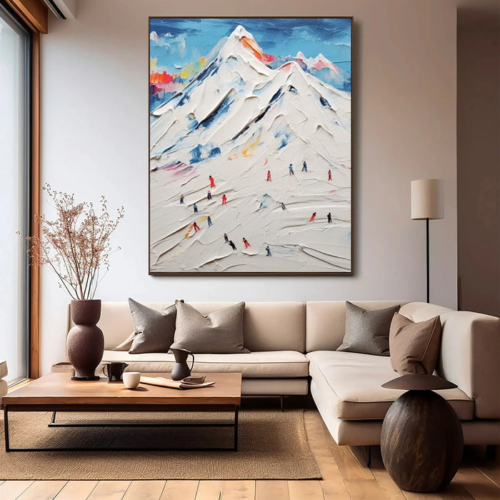 Snow Rush – Vertical Textured Ski Painting