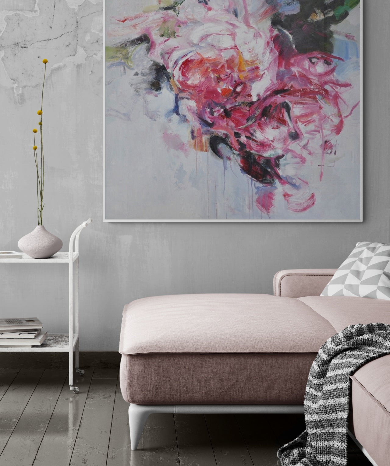 Blooming Whispers – Abstract Floral Oil Painting on Canvas for Modern Home Décor