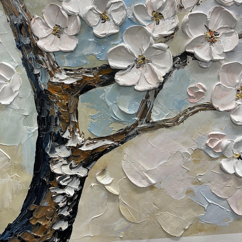 Blossom Grace – Textured Floral Oil Painting