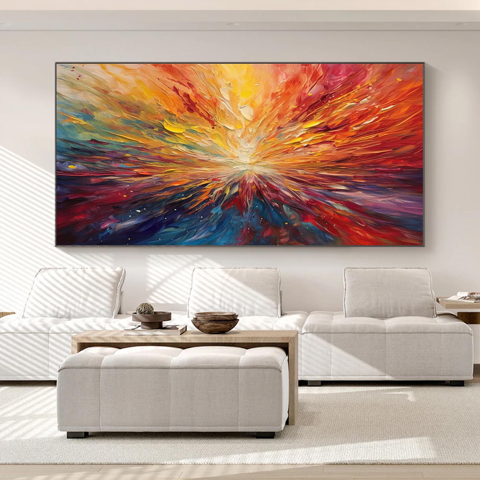 Solar Burst — Colorful Abstract Textured Oil Painting, Modern Statement Wall Art