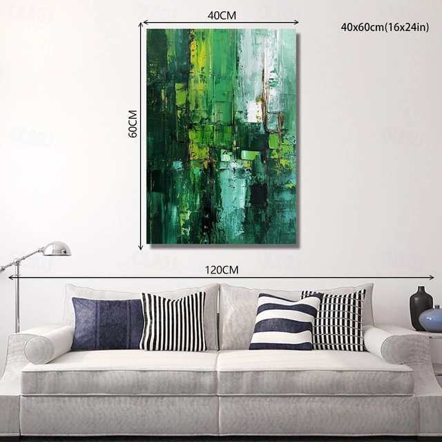 Verdant Echo – Textured Green Abstract Oil Painting