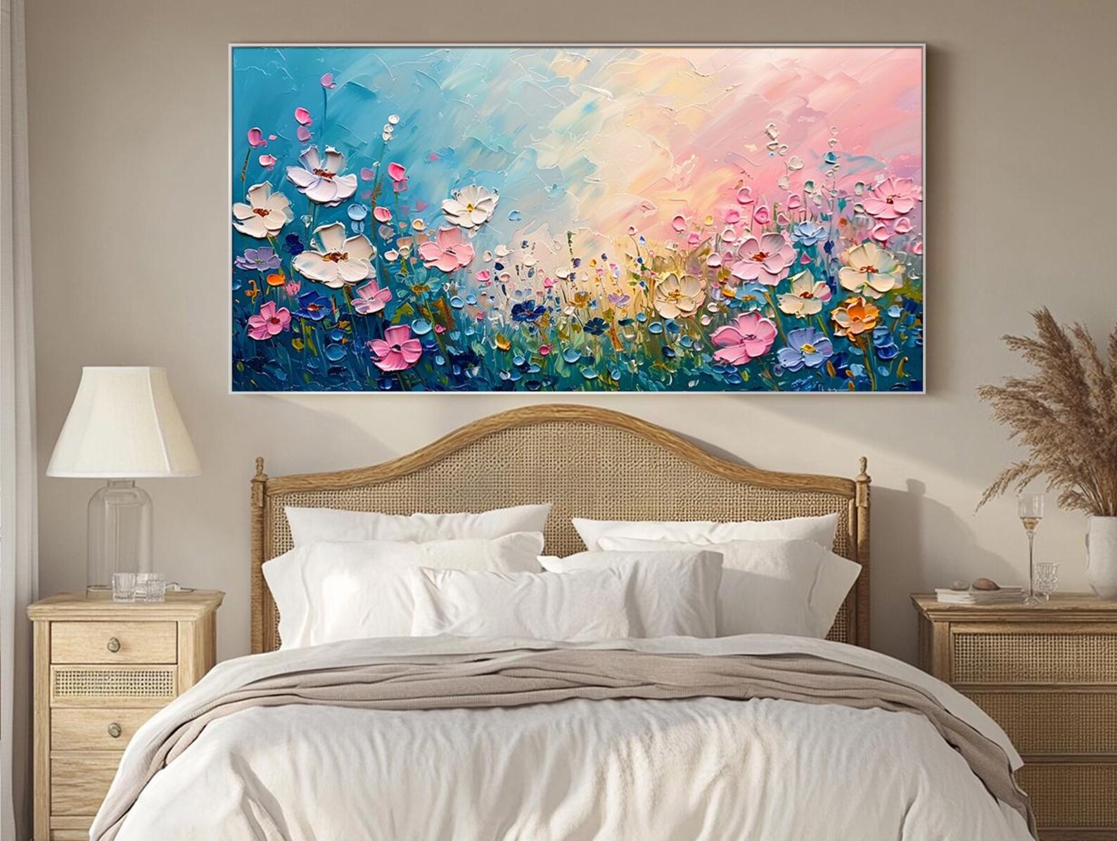 Blooming Serenade – Textured Floral Abstract Oil Painting