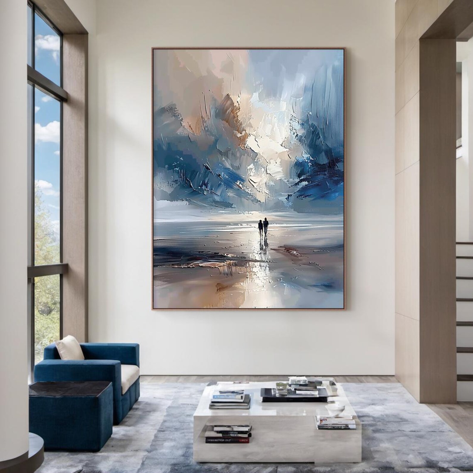 Eternal Horizon – Romantic Seascape Abstract Oil Painting