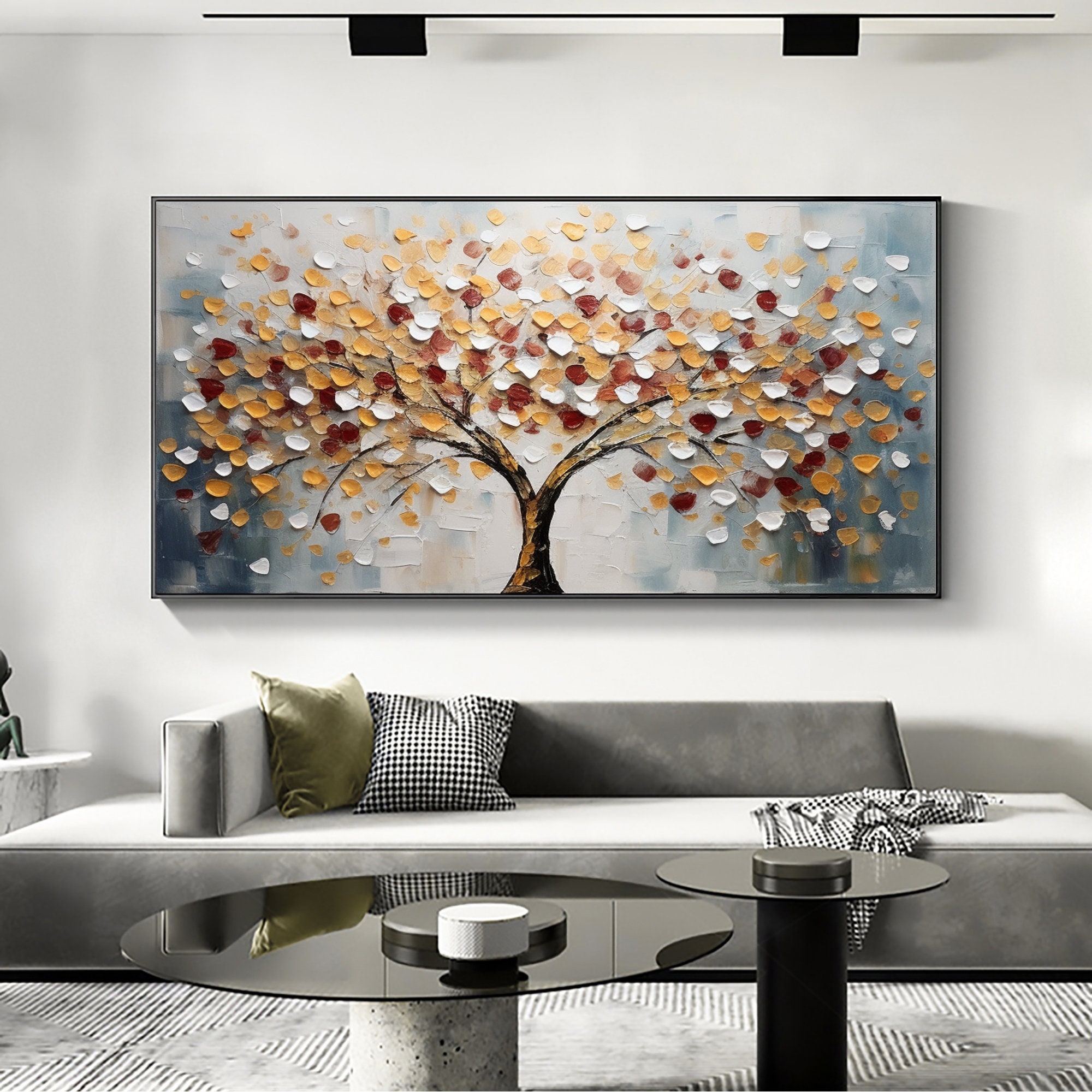 Autumn Glow: Textured Tree of Life Art